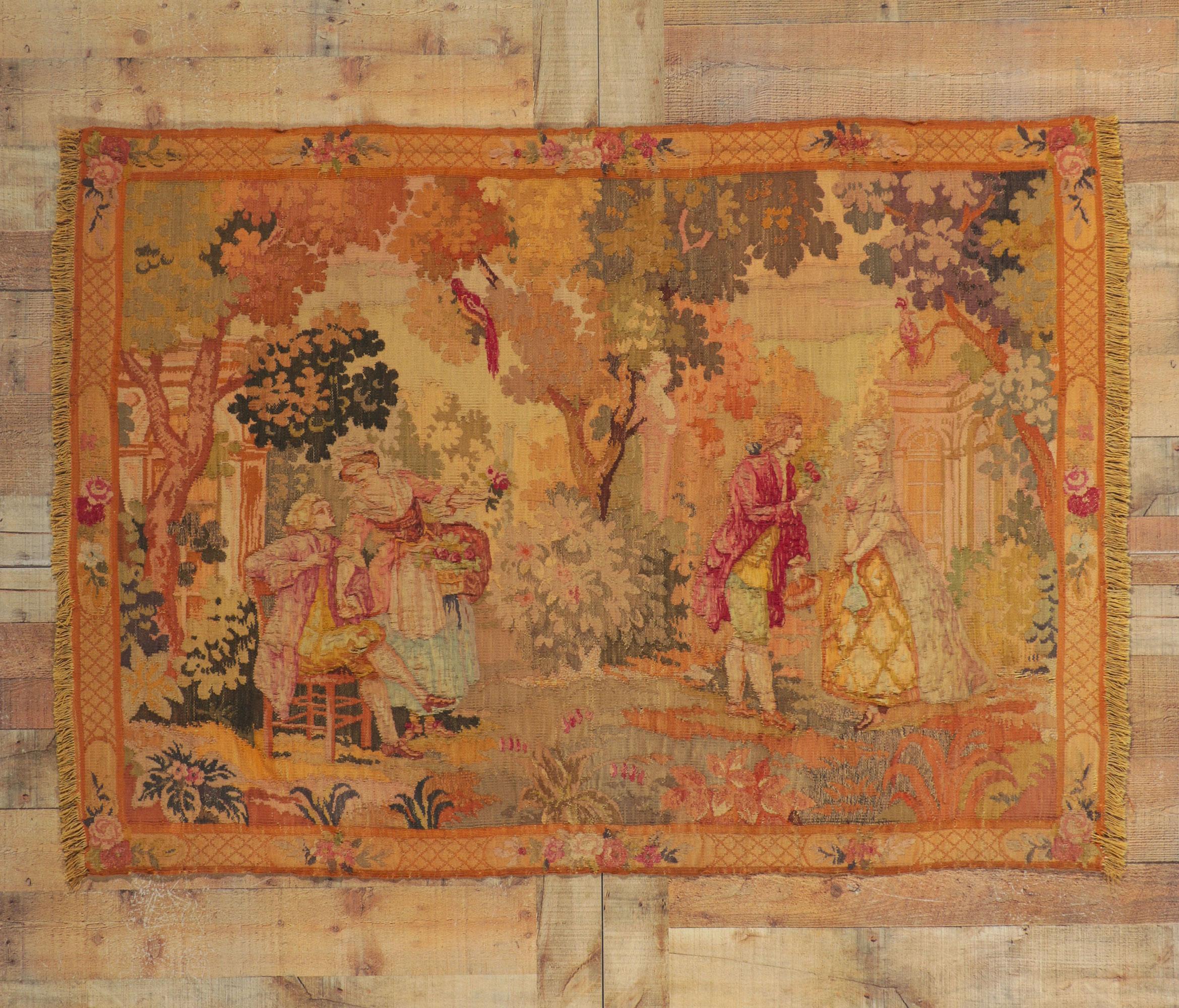 Antique French Aubusson Tapestry Inspired by Francois Boucher For Sale 1