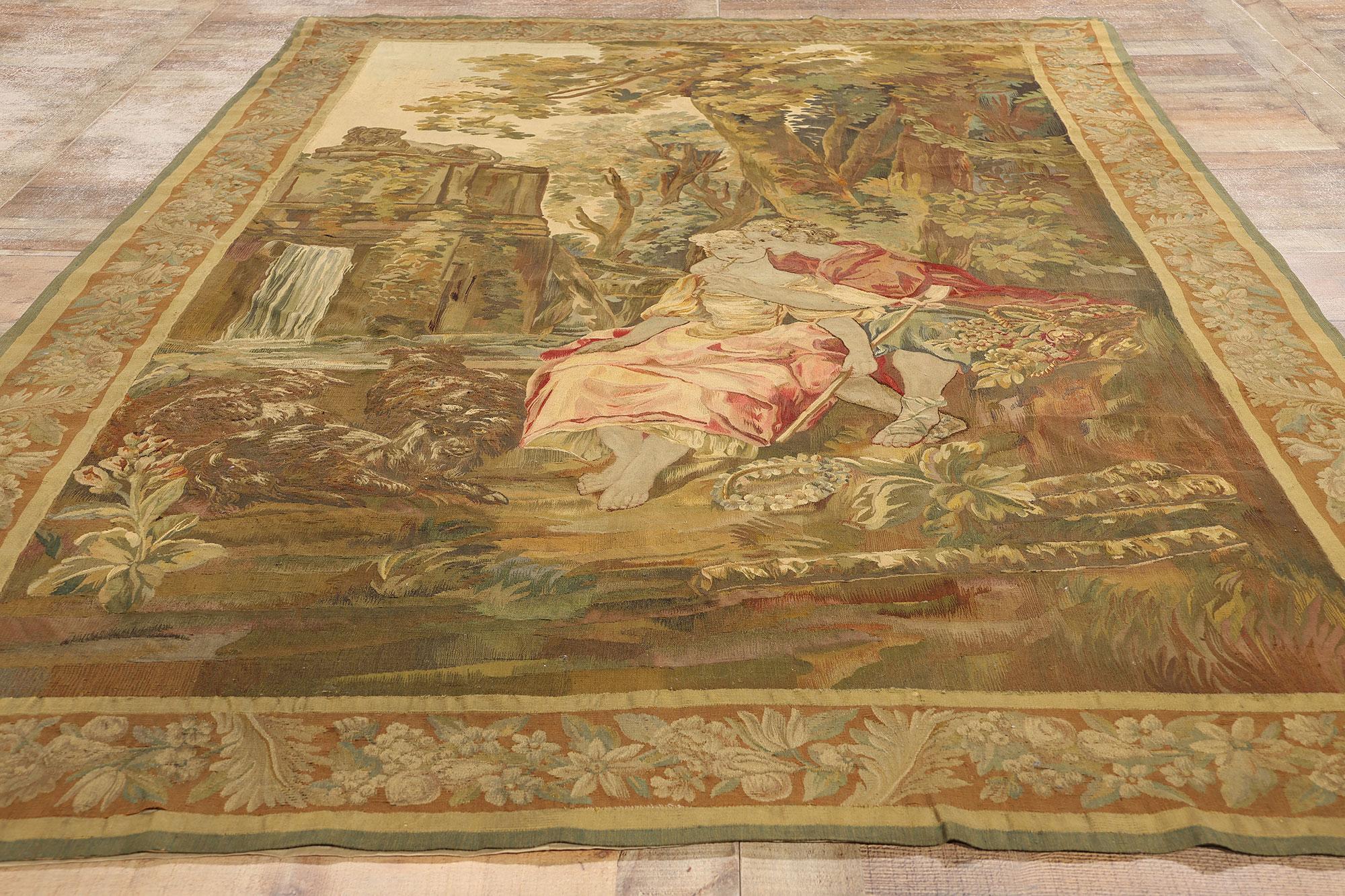 19th Century Antique French Aubusson Tapestry Inspired by Francois Boucher  For Sale