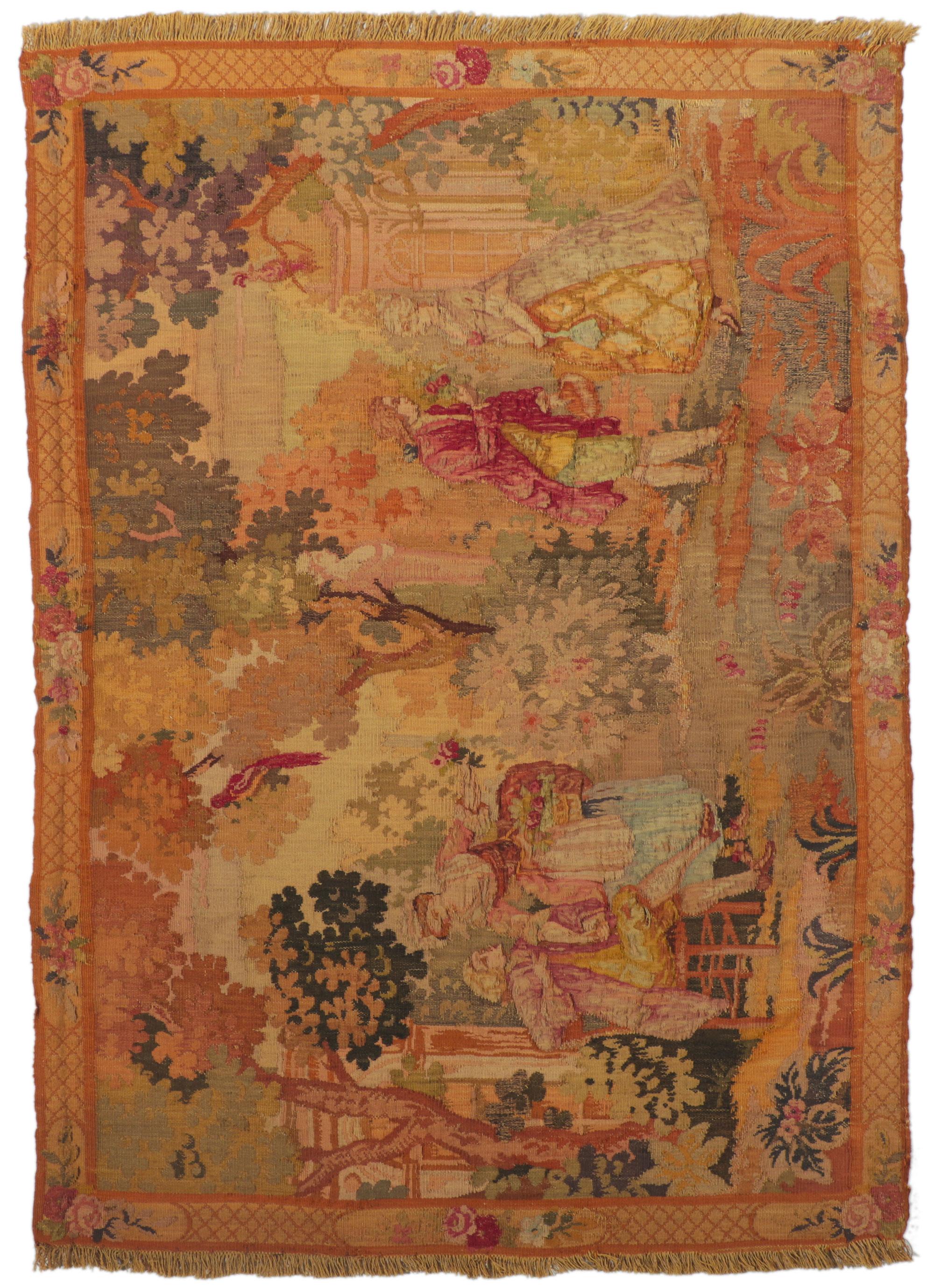 Französischer Aubusson-Wandteppich des späten 19. Jahrhunderts mit Louis XV.-Stil im Angebot 4