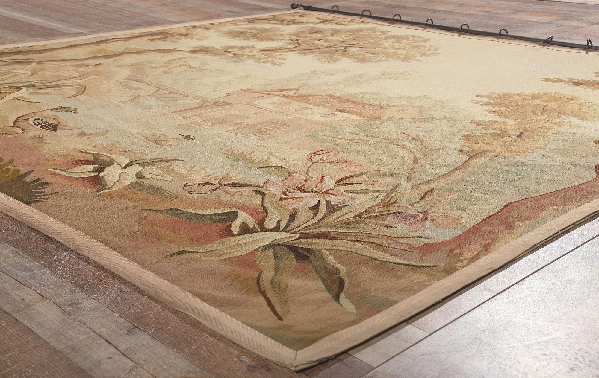 Antique French Aubusson Tapestry Inspired by Paysage Avec Moulin à Eau For Sale 1