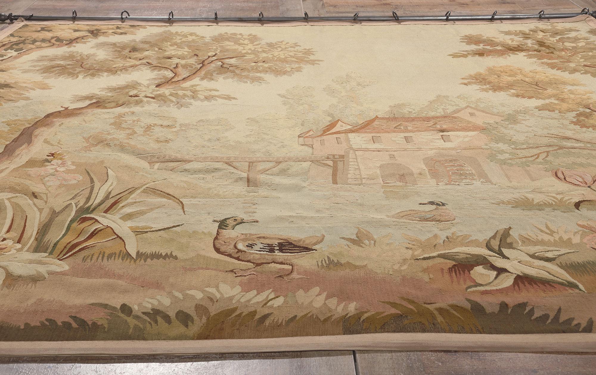 Antique French Aubusson Tapestry Inspired by Paysage Avec Moulin à Eau For Sale 2