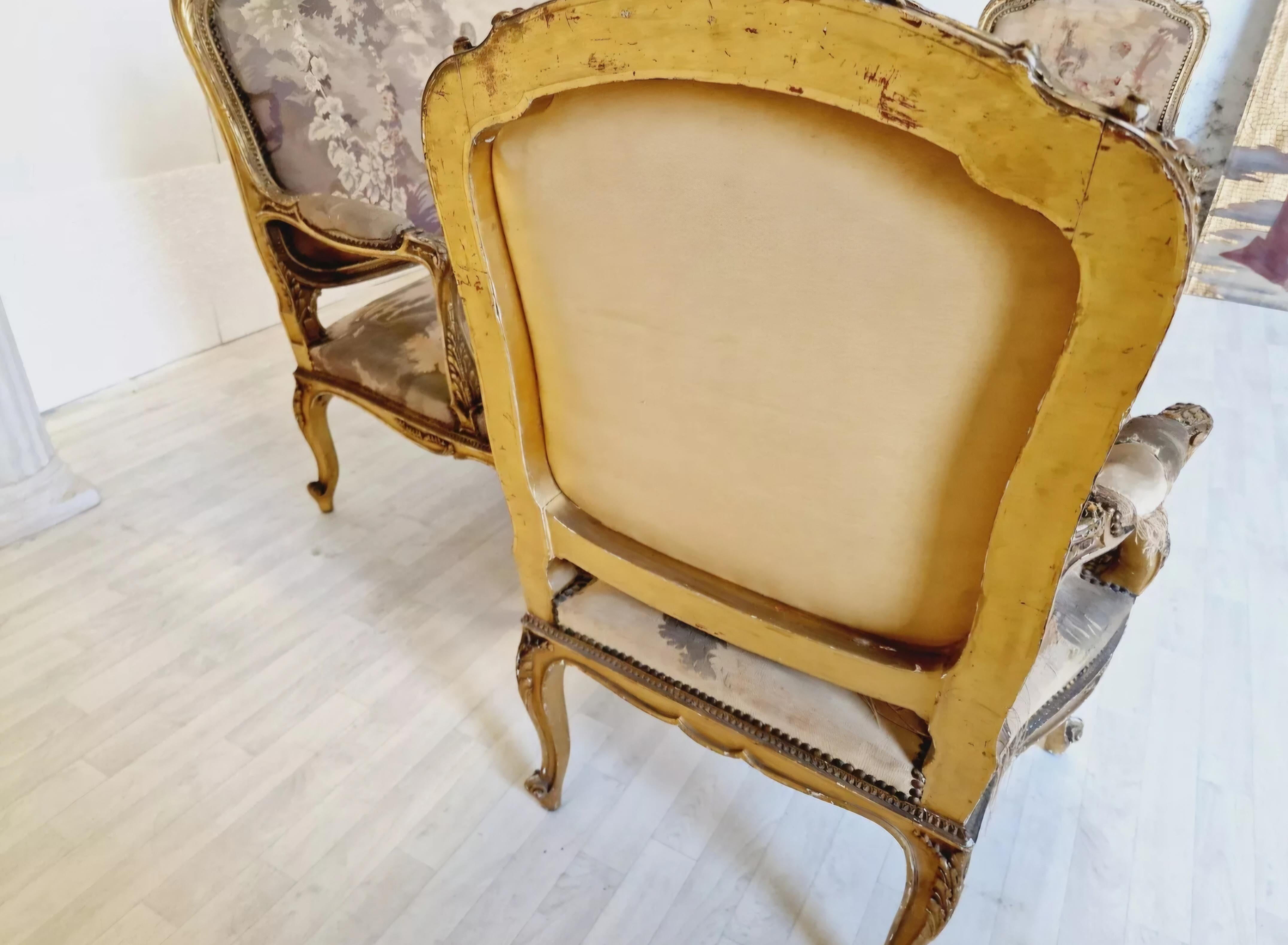 Ensemble de salon français ancien en tapisserie d'Aubusson Louis XV en vente 2