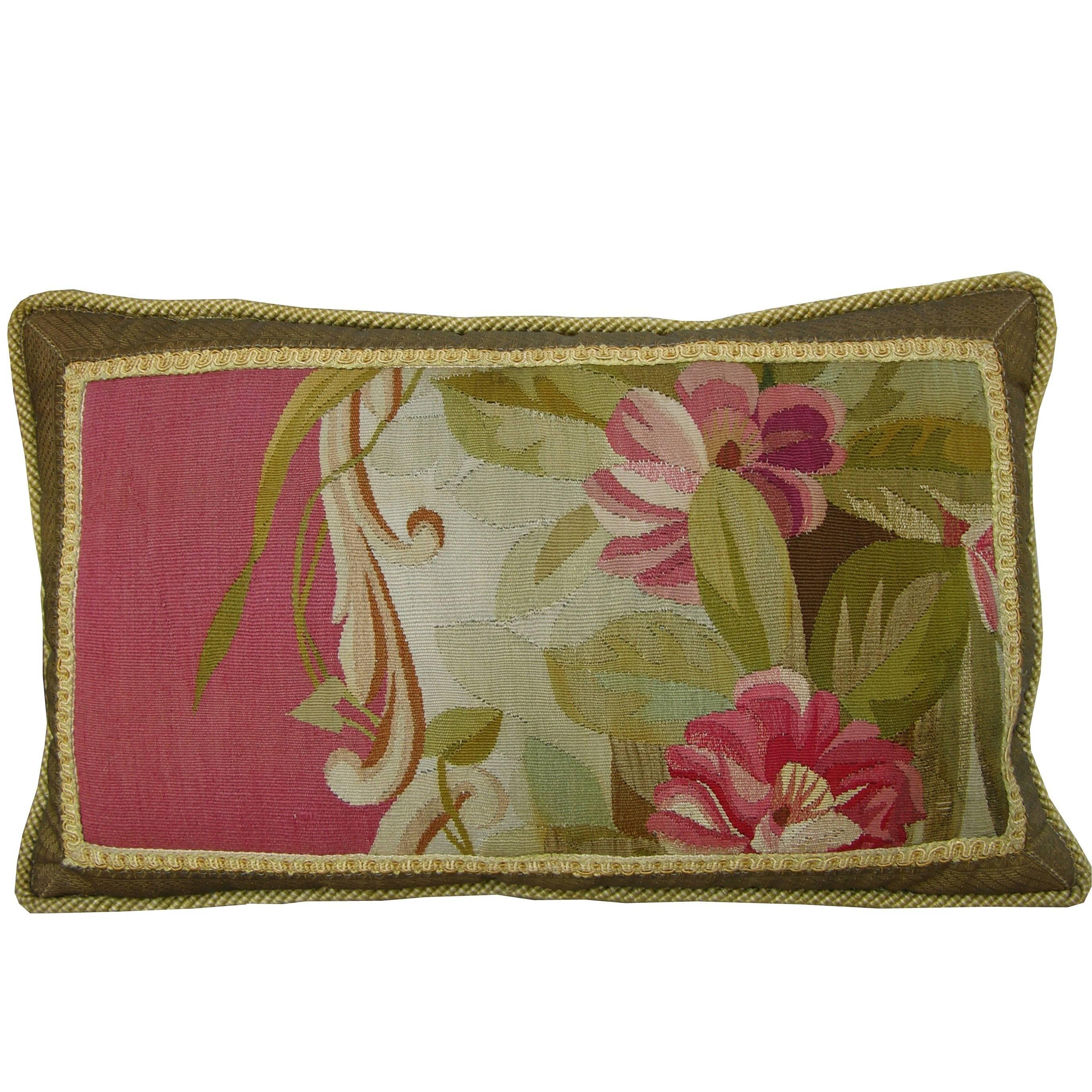 Antique French Aubusson Tapestry Pillow, circa 1860 1154p For Sale