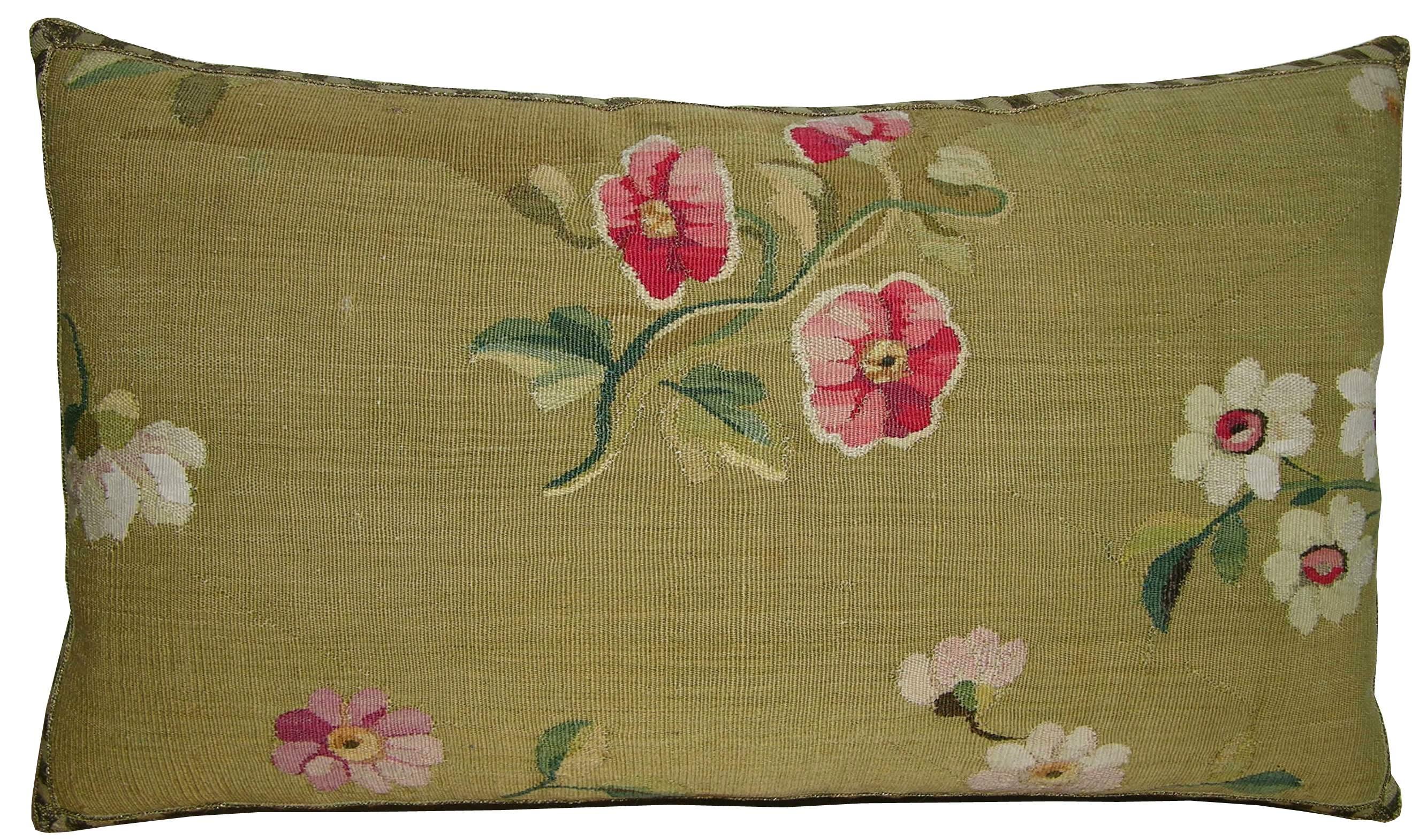 European Antique French Aubusson Tapestry Pillow, circa 1860 1749p 1750p