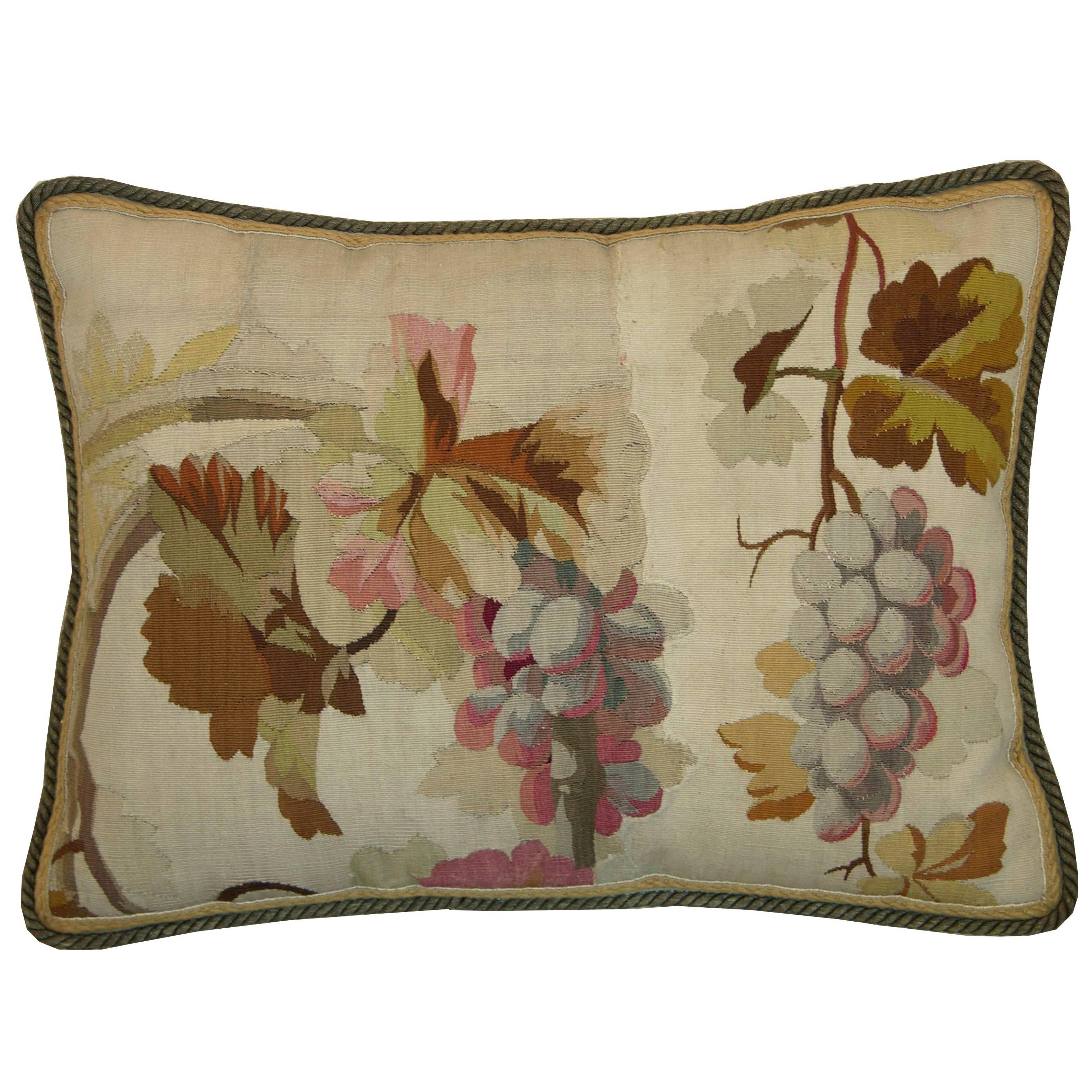 Antique French Aubusson Tapestry Pillow, circa 18th Century 1120p For Sale