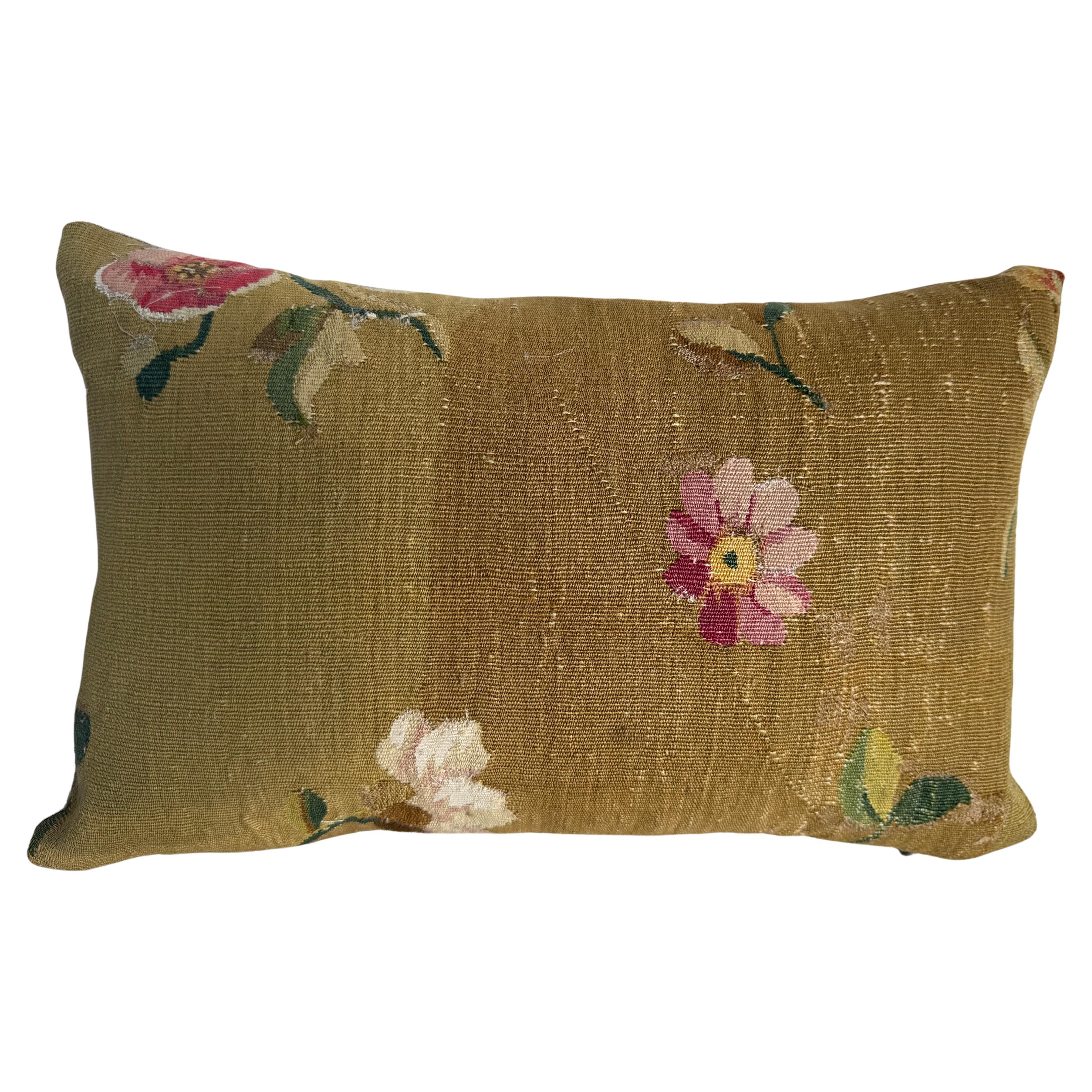 Cuscino francese antico in arazzo Aubusson, circa 1850