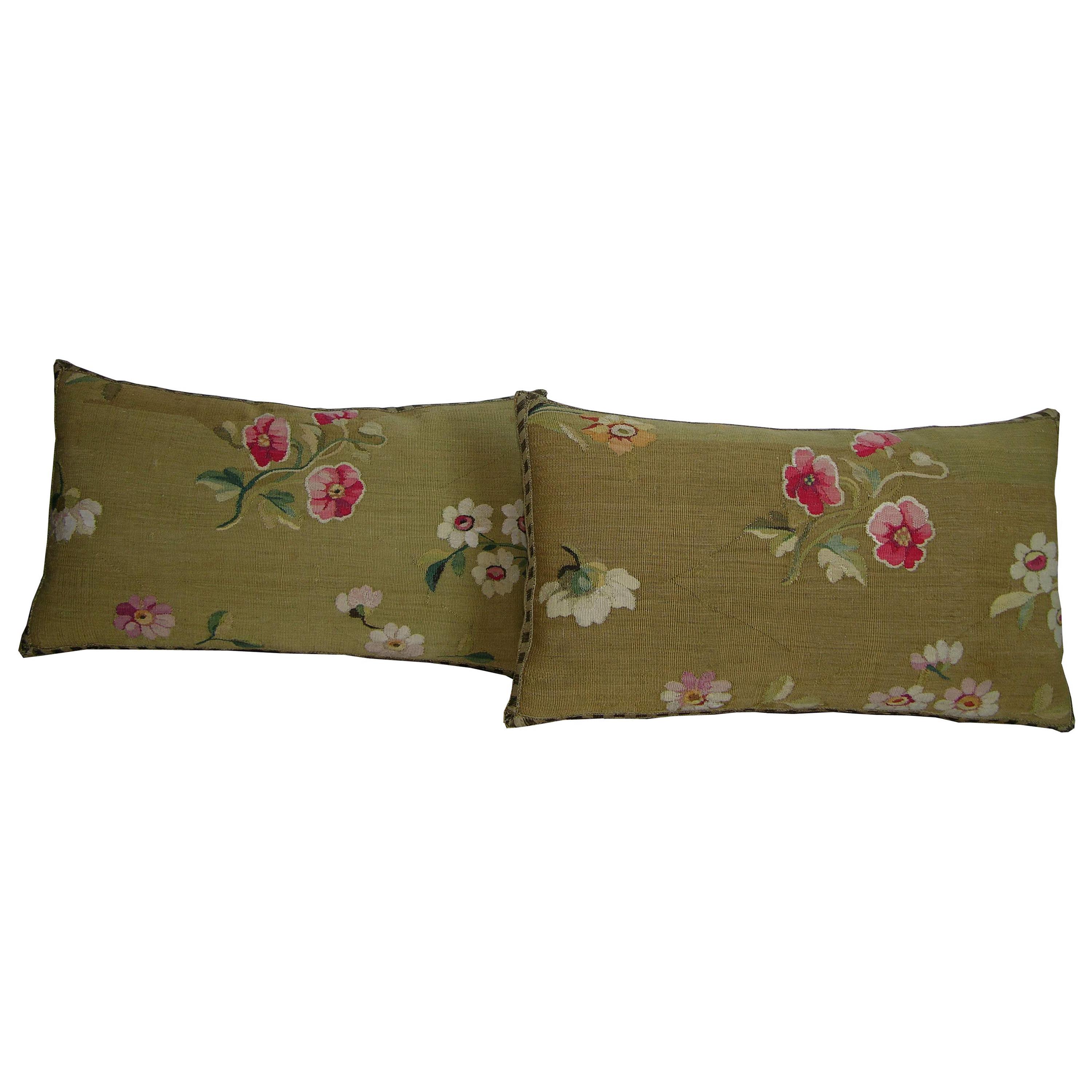 Antique French Aubusson Tapestry Pillow, circa 1860 1749p 1750p