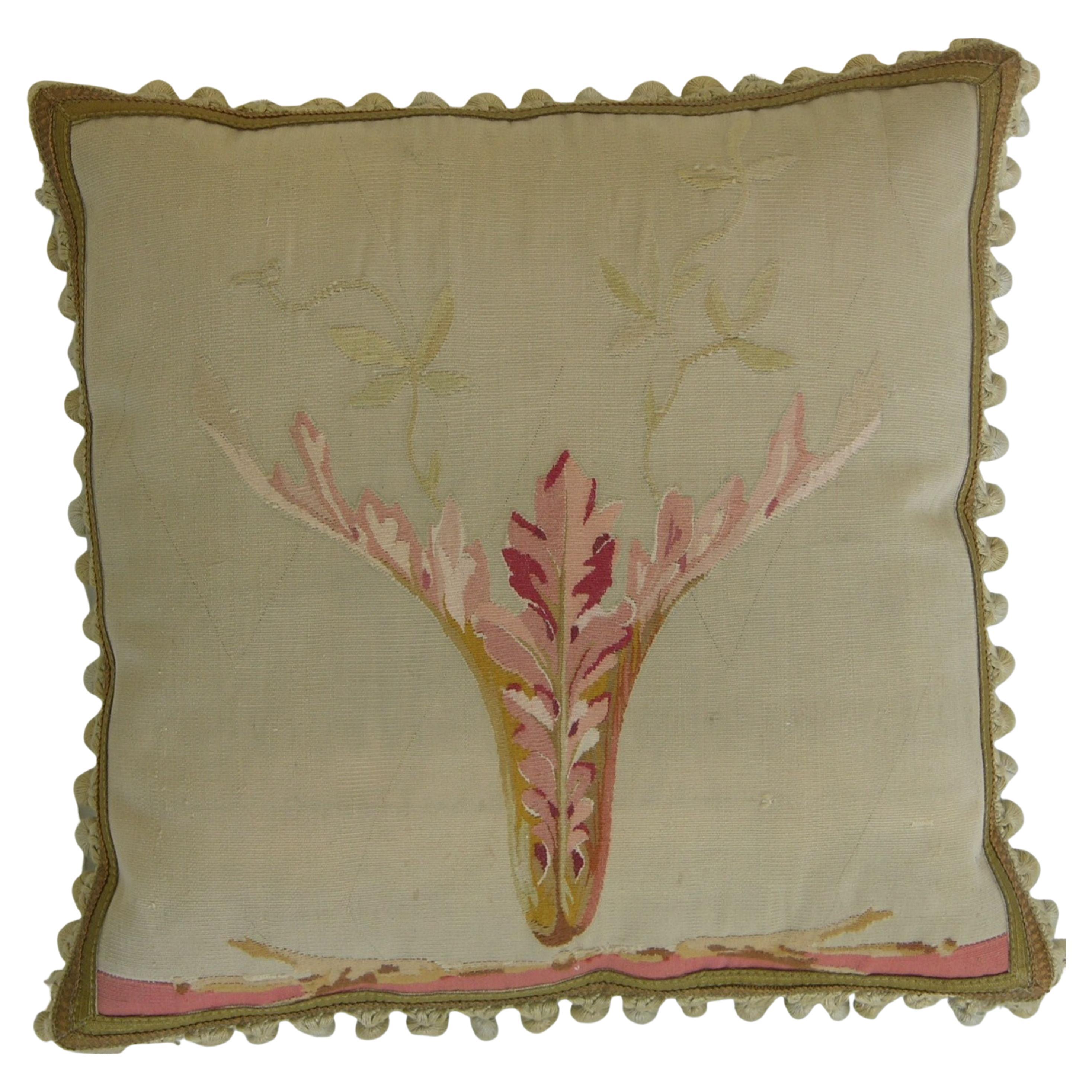 Antique French Aubusson Tapestry Pillow For Sale