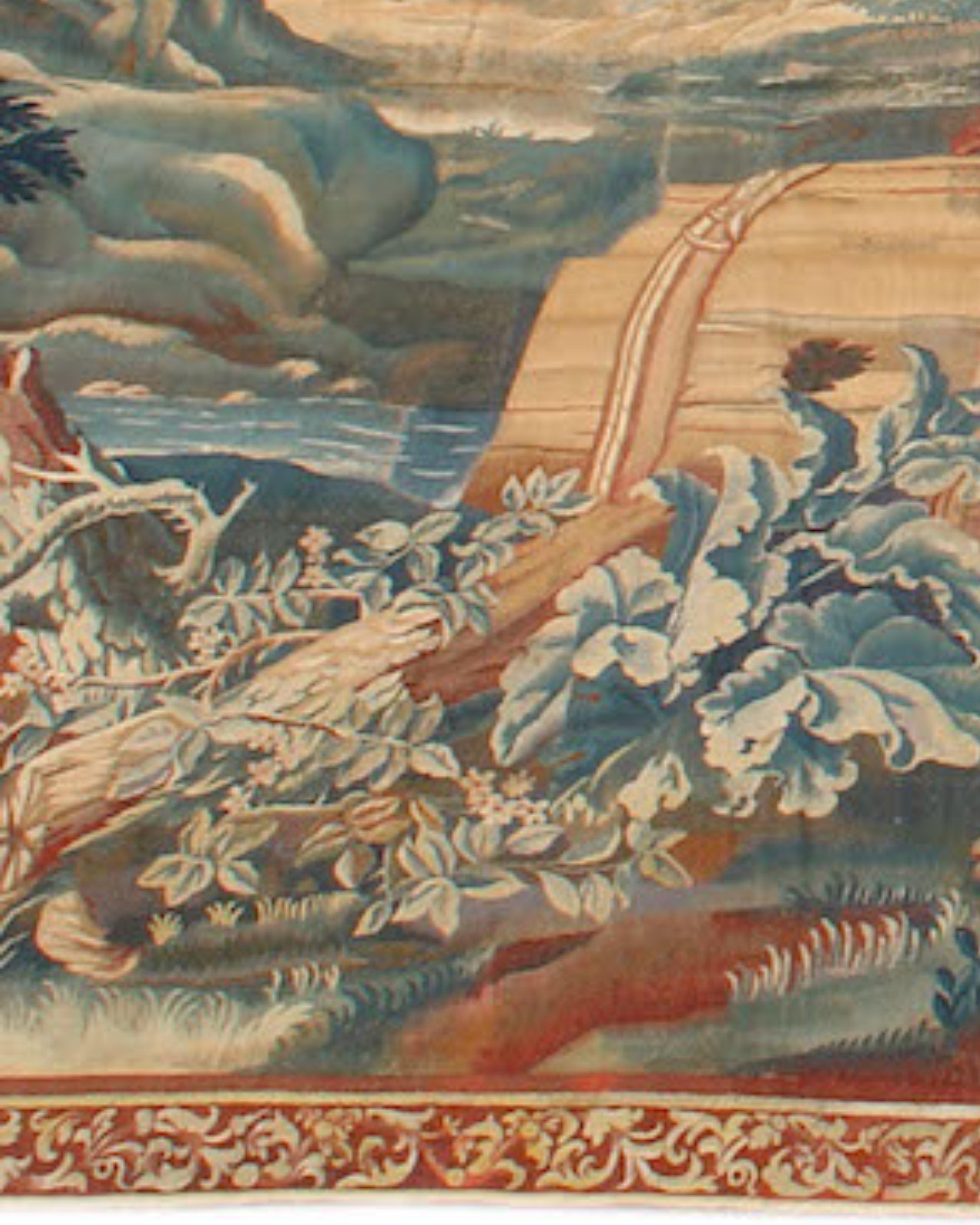 Tissé à la main Tapis de tapisserie français ancien d'Aubusson, 18ème siècle en vente