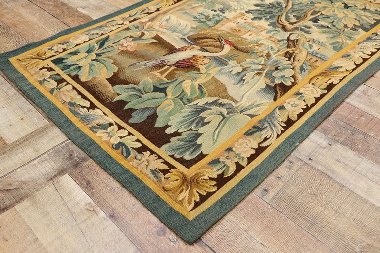 20th Century Antique French Aubusson Verdure Tapestry For Sale