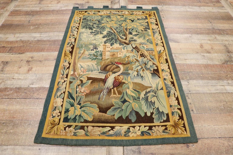 Wool Antique French Aubusson Verdure Tapestry For Sale
