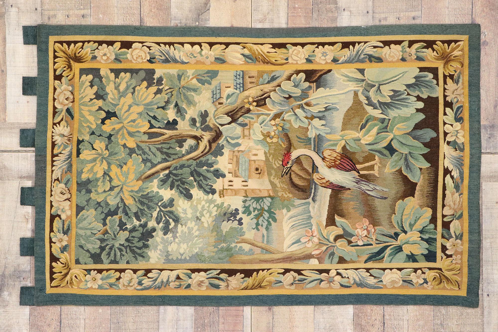 Tissé à la main Tapisserie française ancienne d'Aubusson Verdure en vente