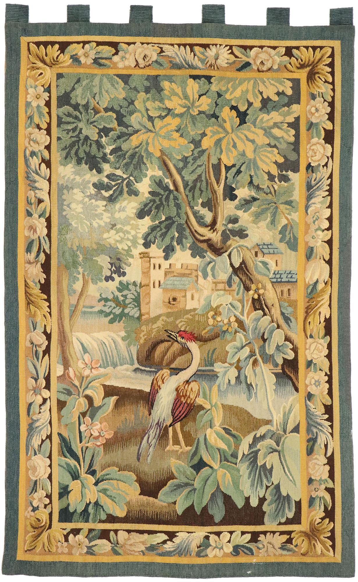 Tapisserie française ancienne d'Aubusson Verdure Bon état - En vente à Dallas, TX