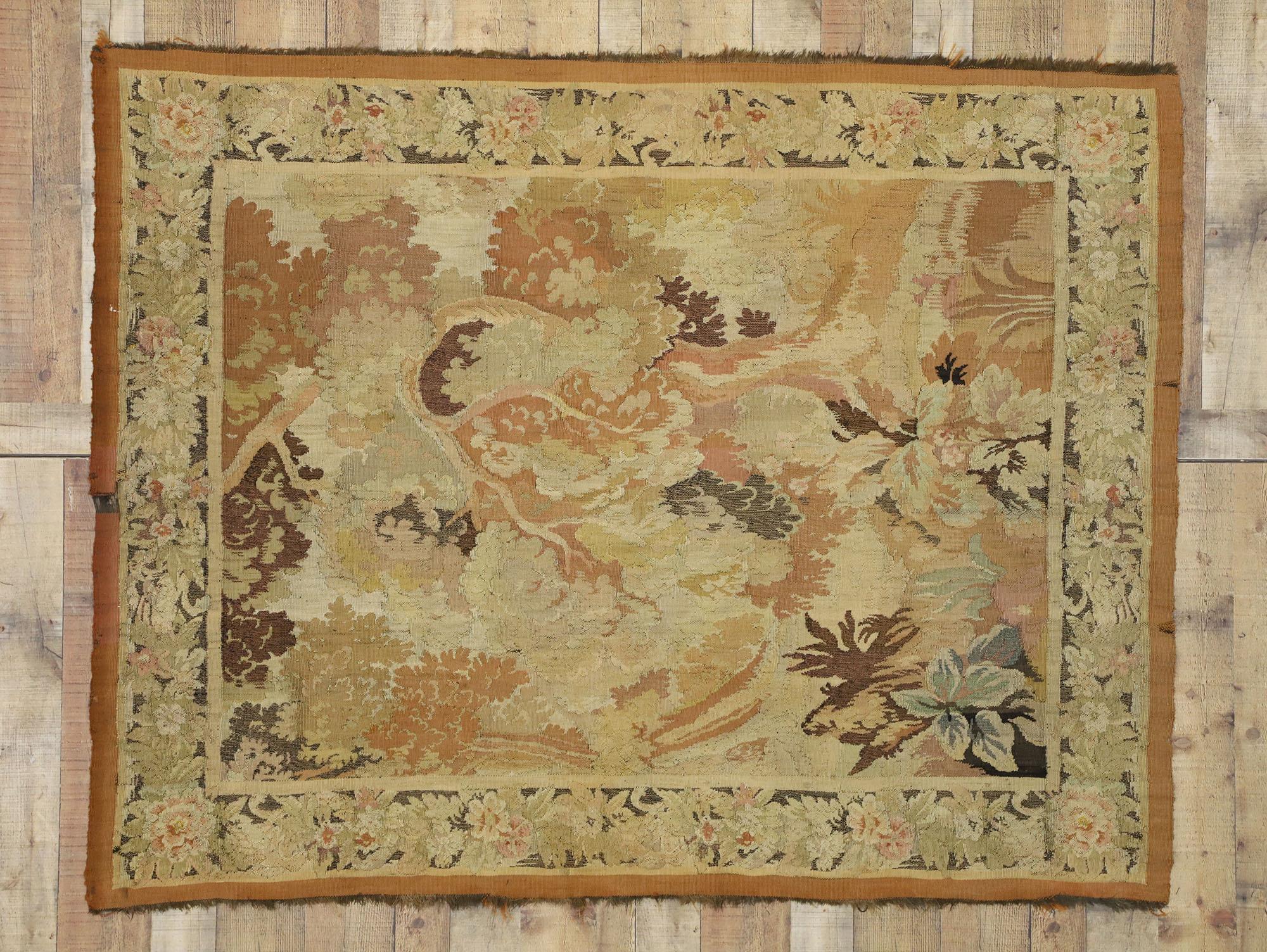 Antique French Aubusson Verdure Tapestry, Landscape Scene Wall Hanging 1