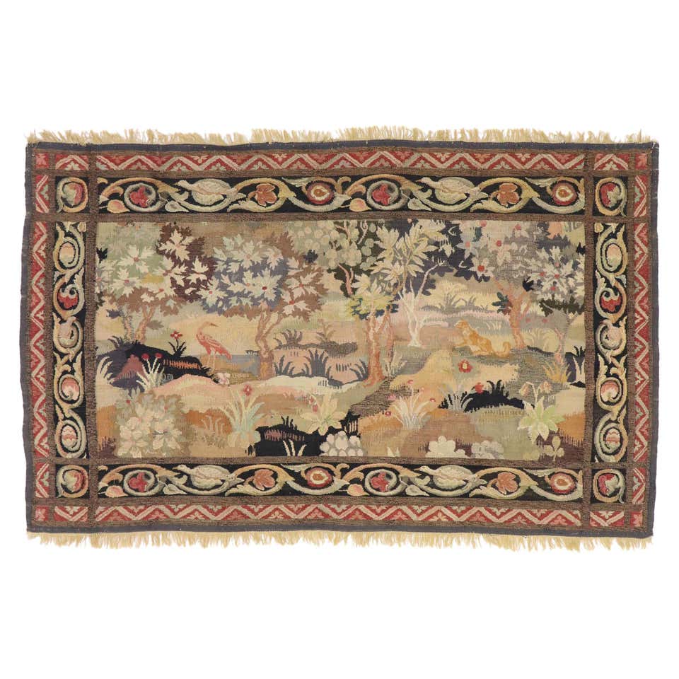 Antique European Tapestry with Medieval Hunting Scene, Antique Wall ...