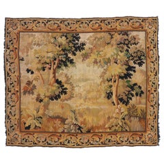 Antique French Aubusson Verdure Tapestry with Traditional Old World Style