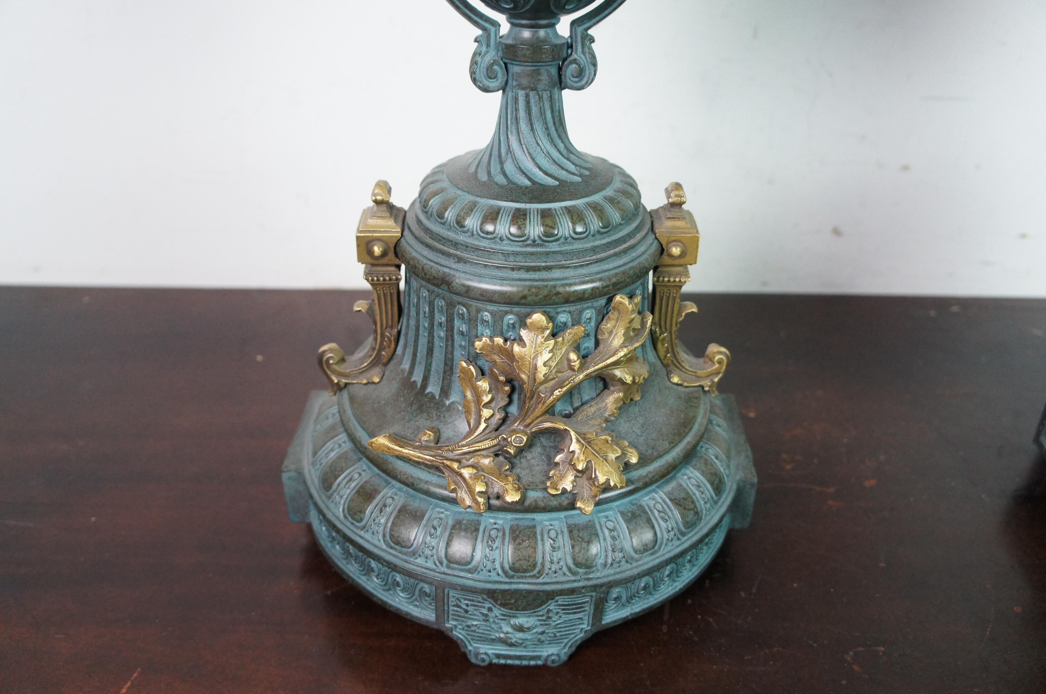 Antique French Auguste Moreau Gilt Bronze Mantel Garniture Clock Candelabra In Good Condition For Sale In Dayton, OH