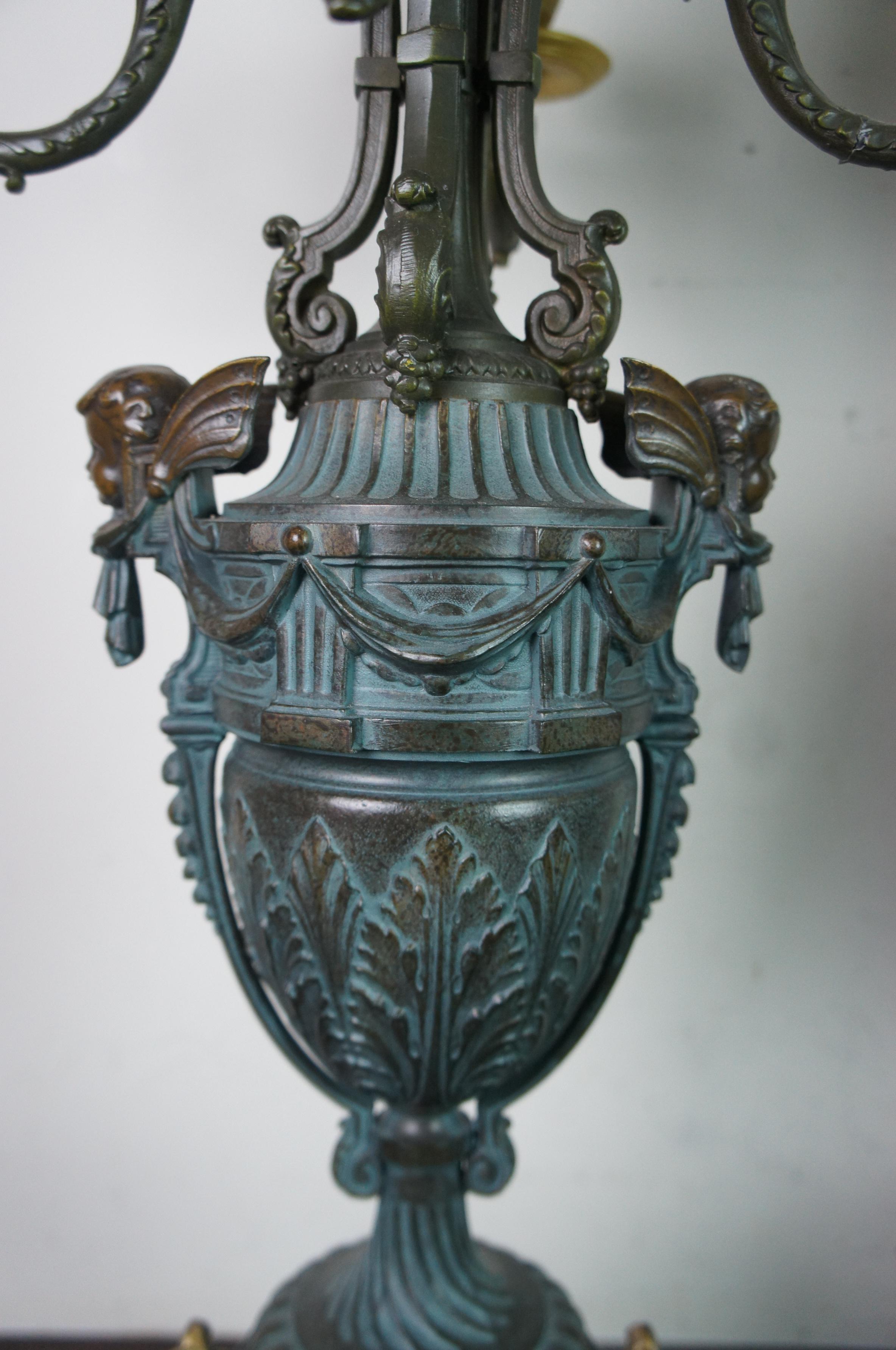 19th Century Antique French Auguste Moreau Gilt Bronze Mantel Garniture Clock Candelabra For Sale