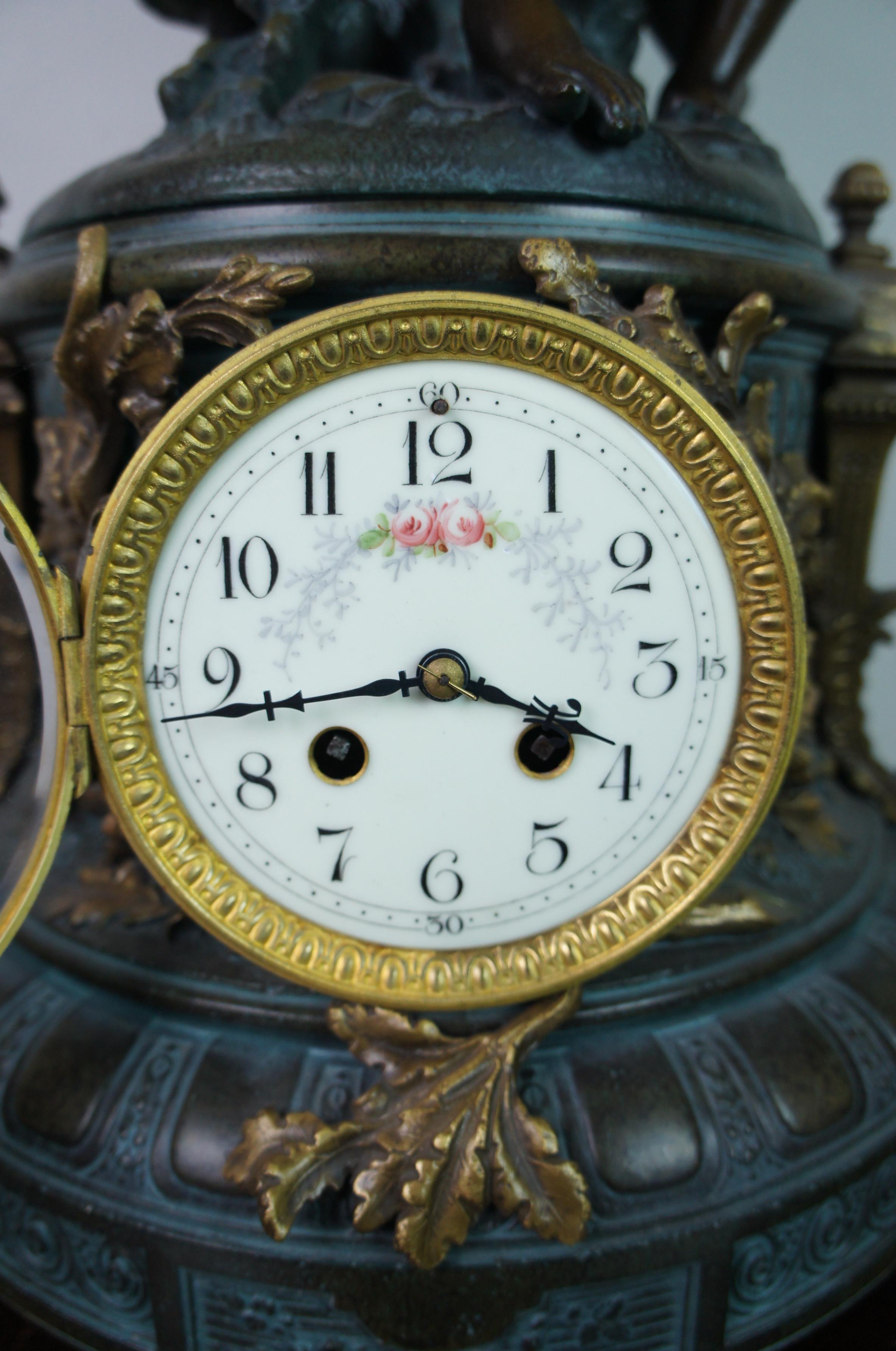 Antique French Auguste Moreau Gilt Bronze Mantel Garniture Clock Candelabra For Sale 3