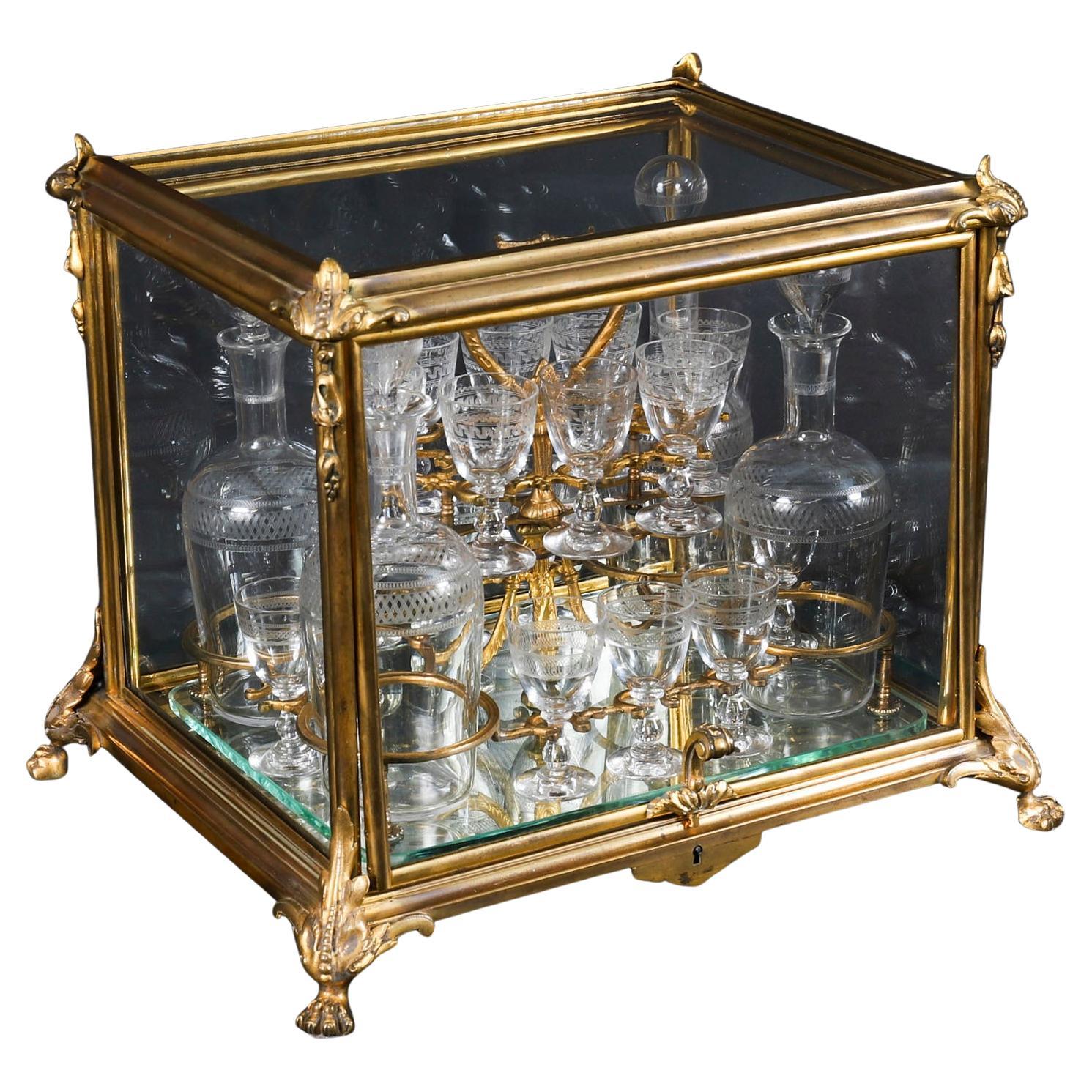 Antique French Bacarrat Ormolu
Glass Tantalus Cave a Liqueur 19th Century