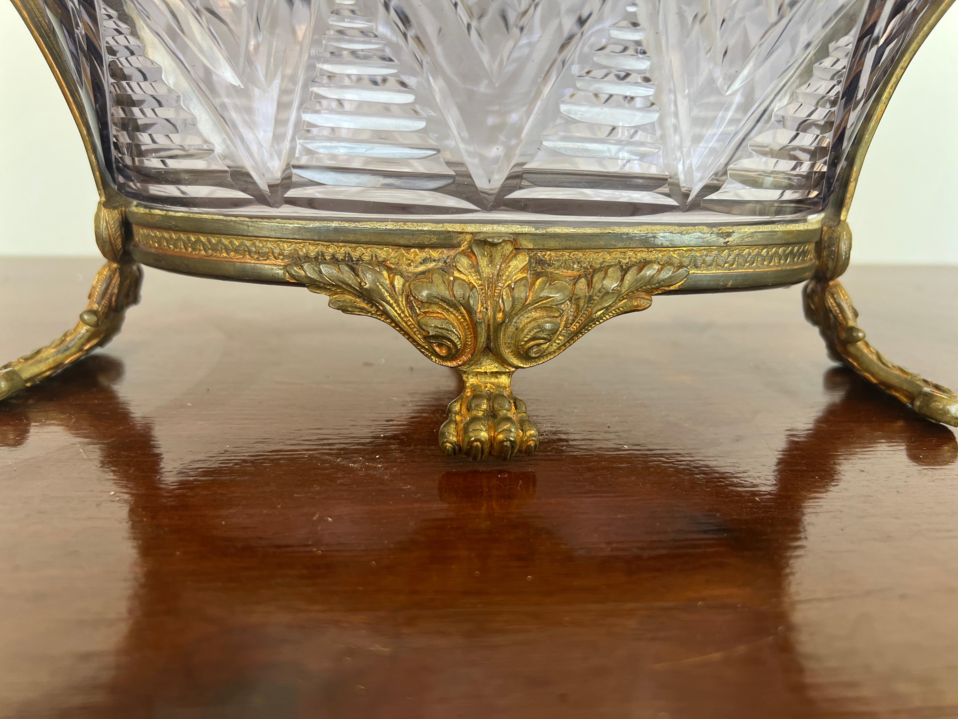 Bronze Antique French Baccarat Amethyst Glass and Ormolu Mounted Centerpiece Bowl For Sale