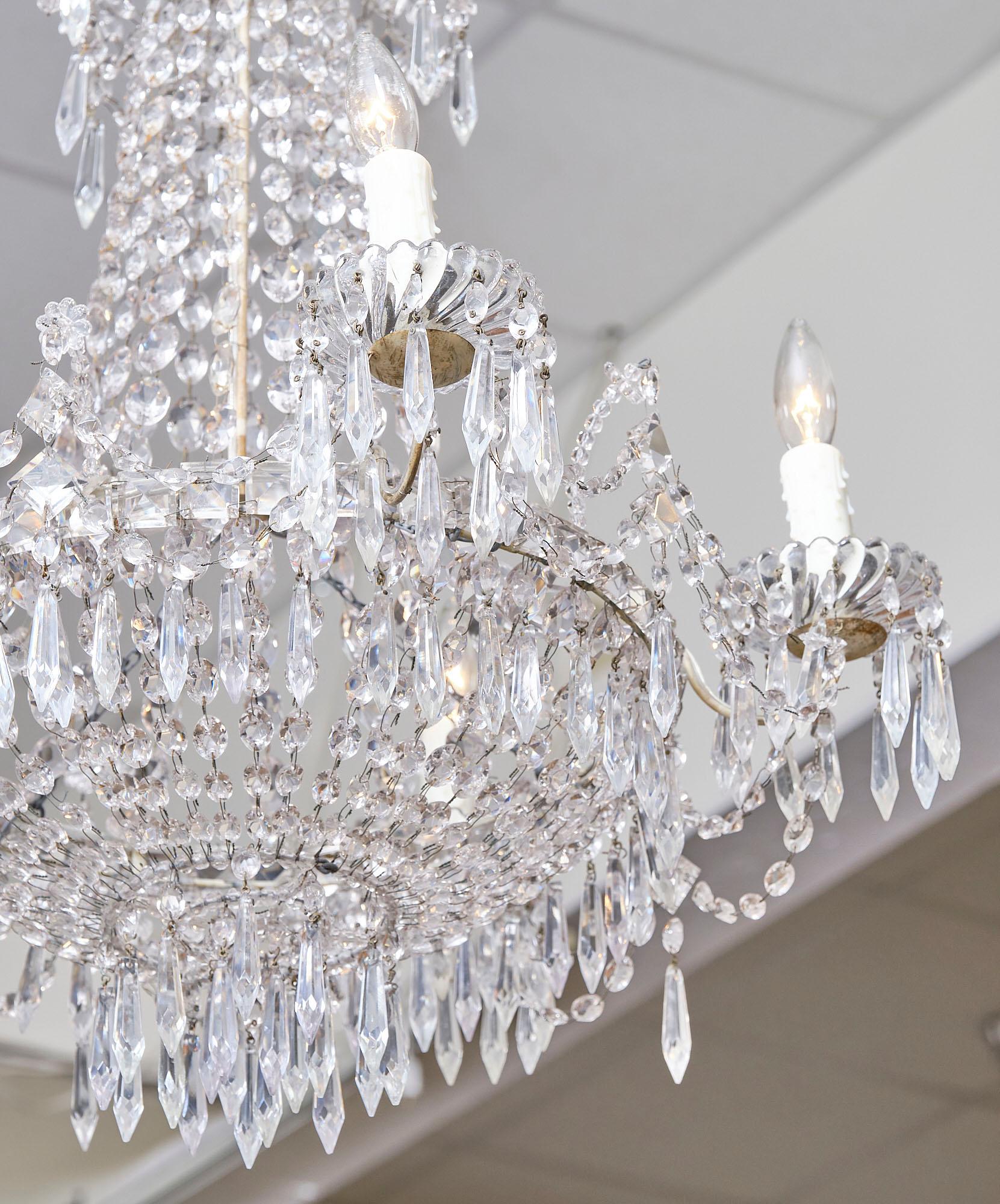 Crystal Antique French Baccarat “Corbeille” Chandelier