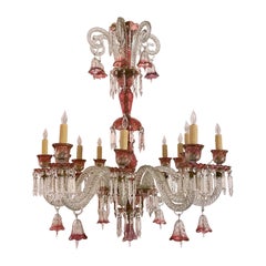 Antique French Baccarat Cranberry Red Crystal 12-Light Chandelier, circa 1880