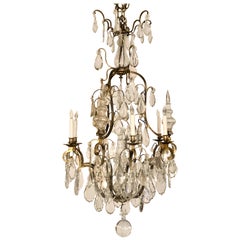 Antique French Baccarat Crystal and Bronze Chandelier, circa 1880