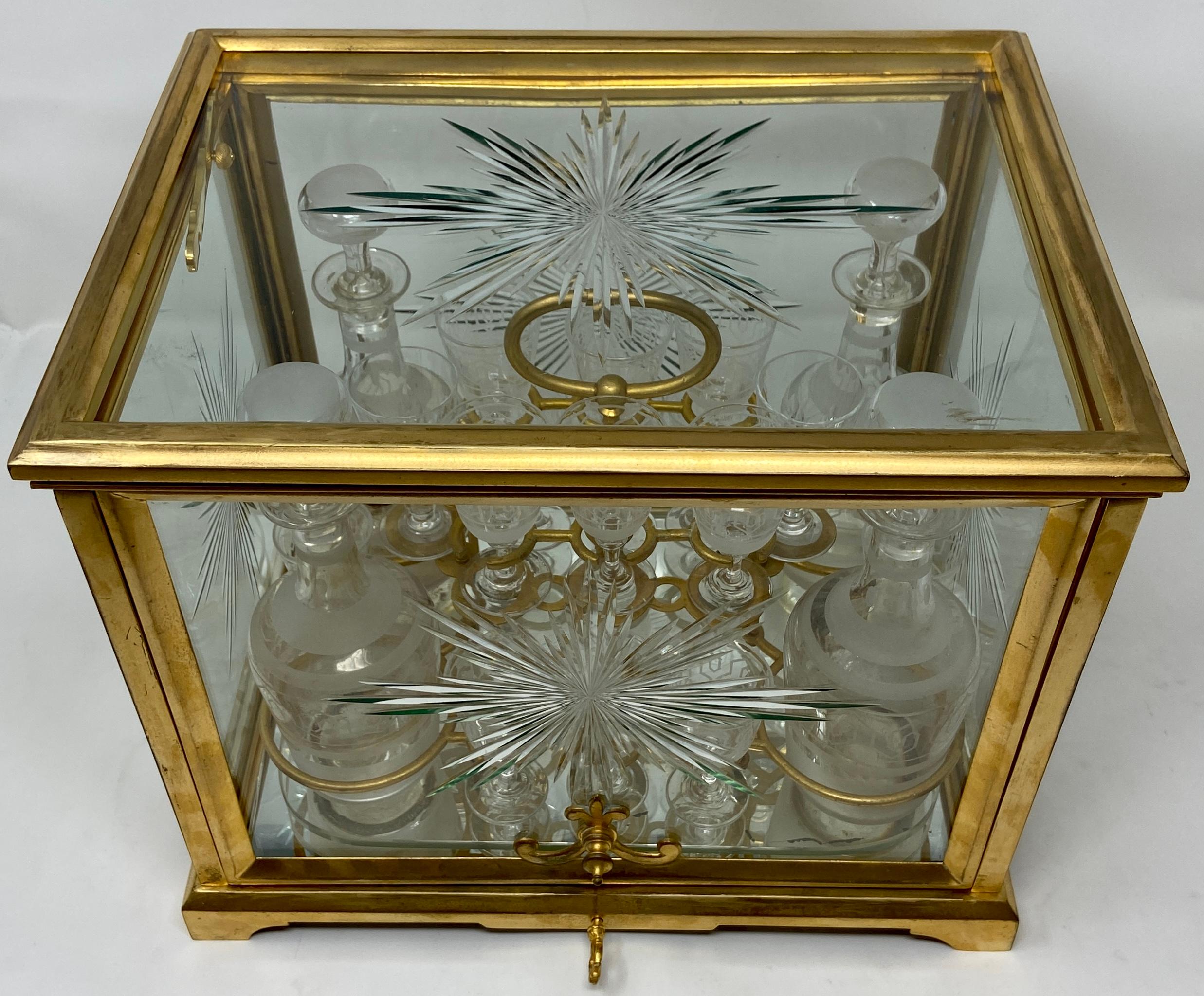 Antique French Baccarat Crystal and Bronze D' Ore Cave À Liqueur, circa 1890 In Good Condition In New Orleans, LA