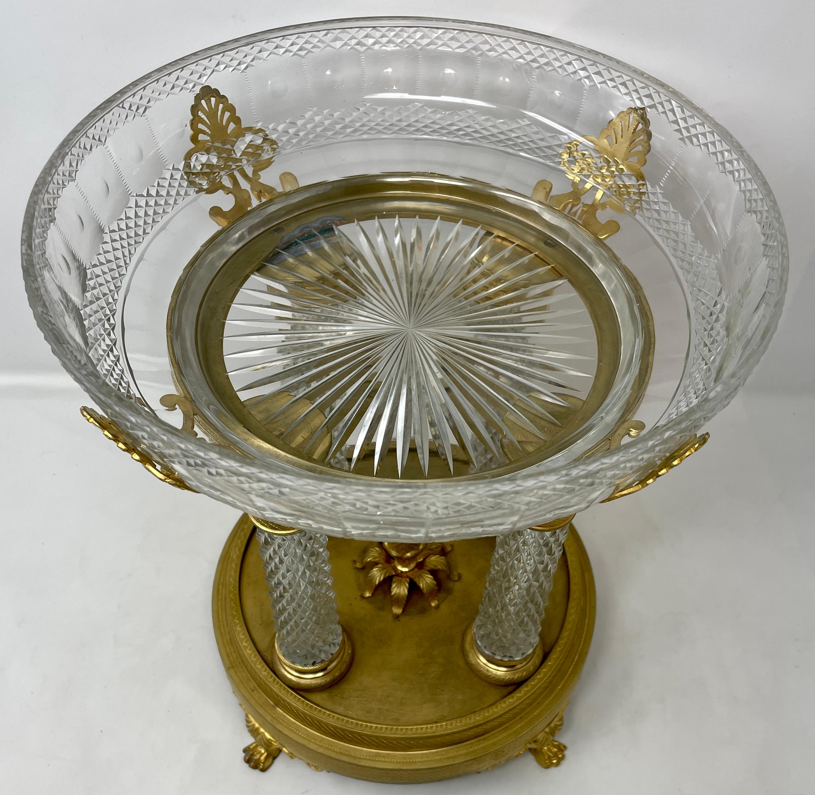 Antique French baccarat crystal and bronze d' ore centerpiece, circa 1890.