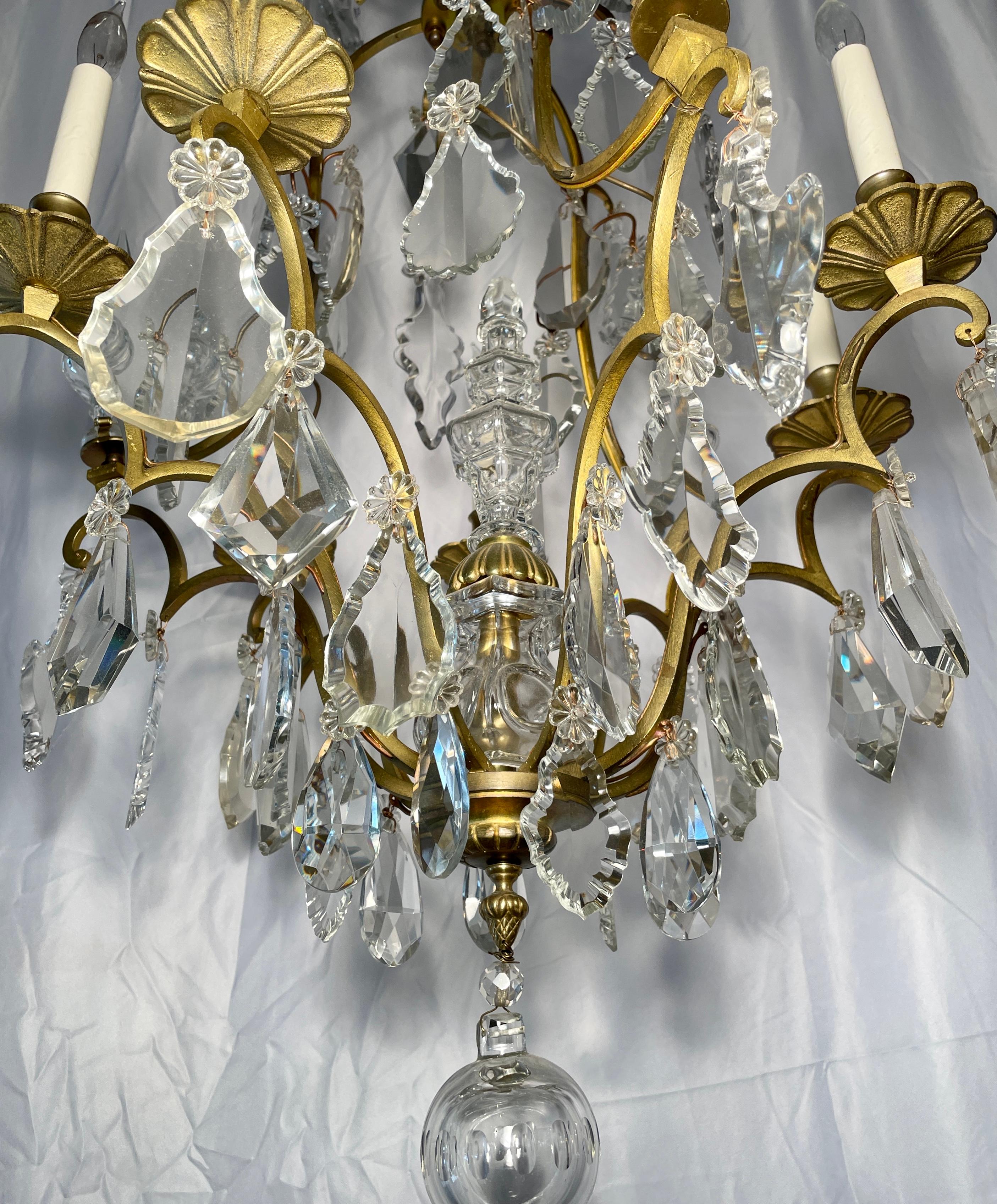Antique French Baccarat Crystal and Bronze D' Ore Chandelier, circa 1880-1890 In Good Condition For Sale In New Orleans, LA