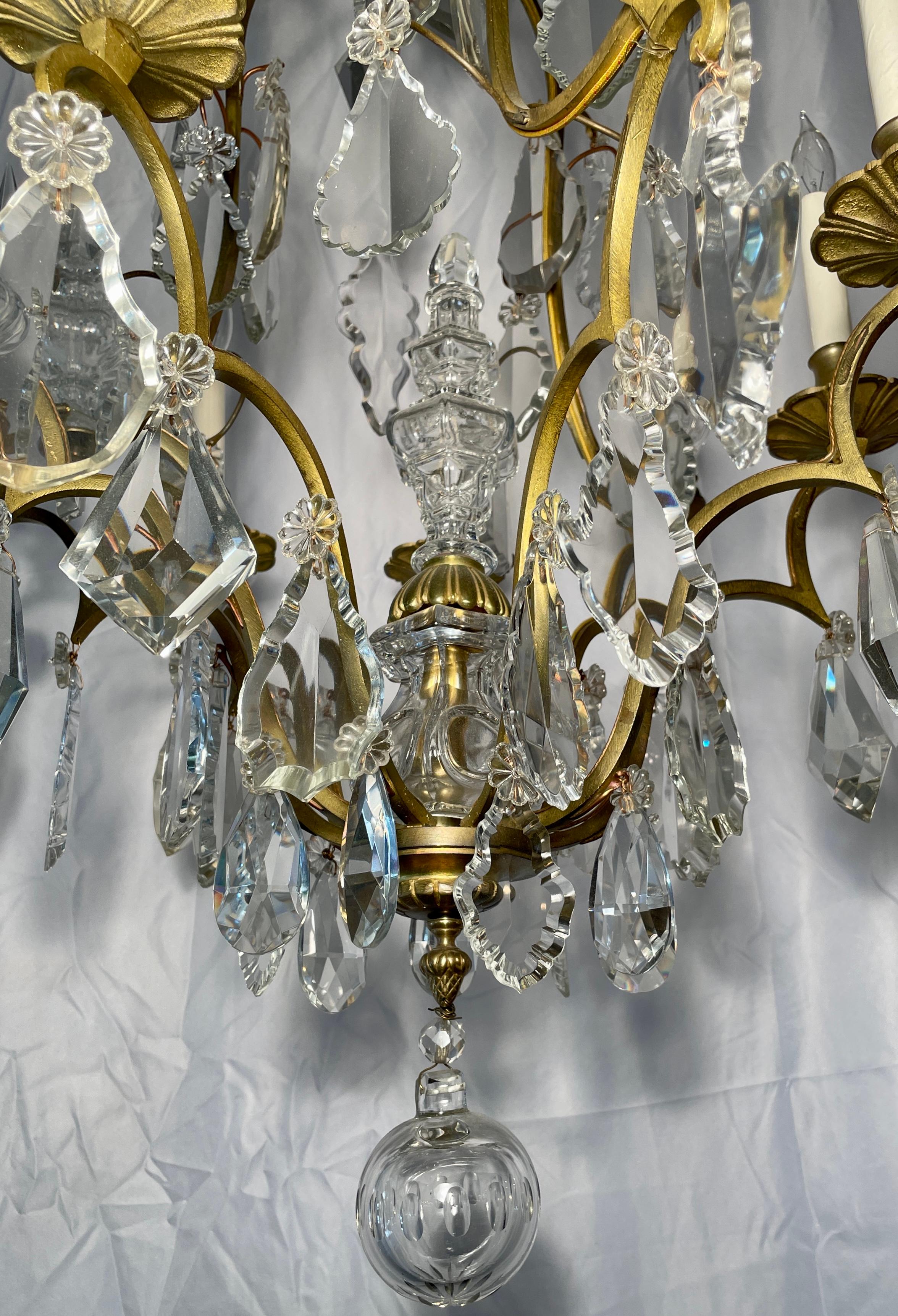 19th Century Antique French Baccarat Crystal and Bronze D' Ore Chandelier, circa 1880-1890 For Sale