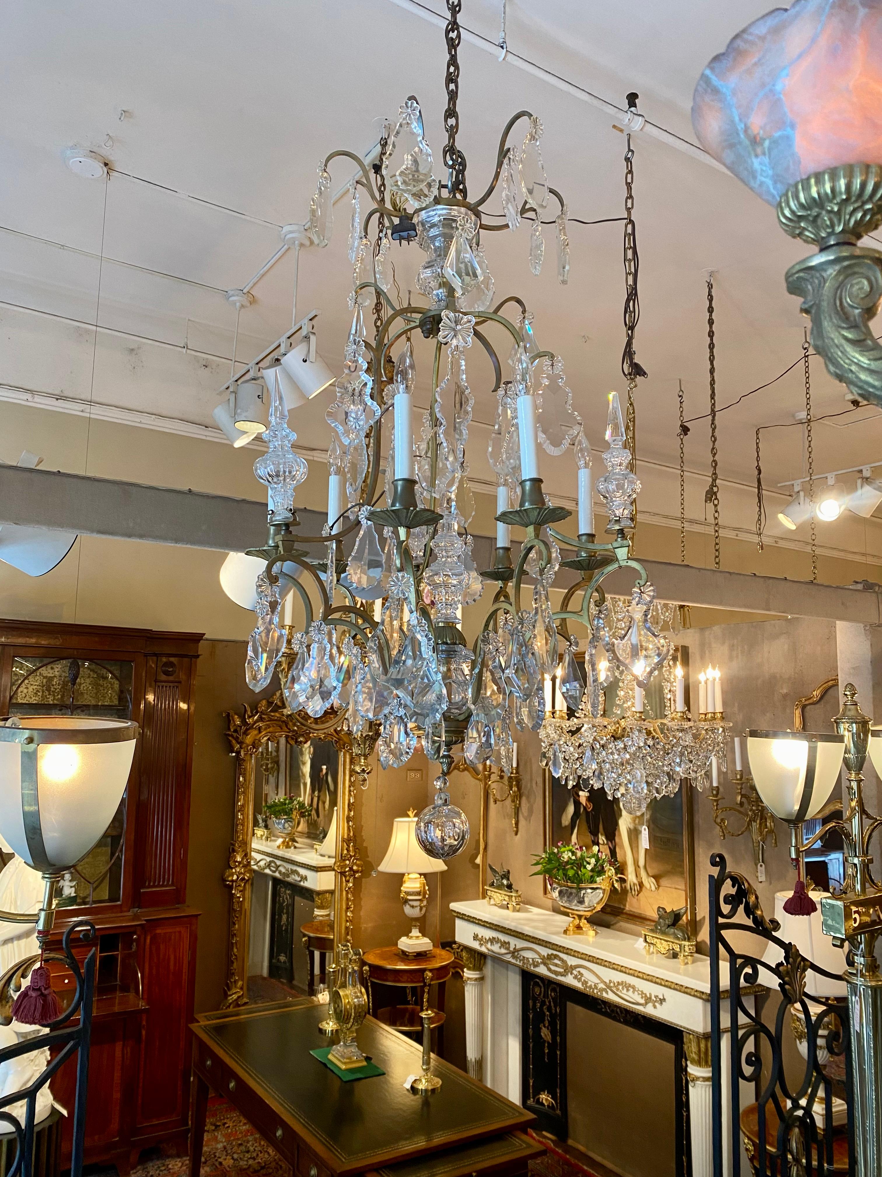 Antique French Baccarat Crystal and Bronze D' Ore Chandelier, circa 1880-1890 For Sale 2