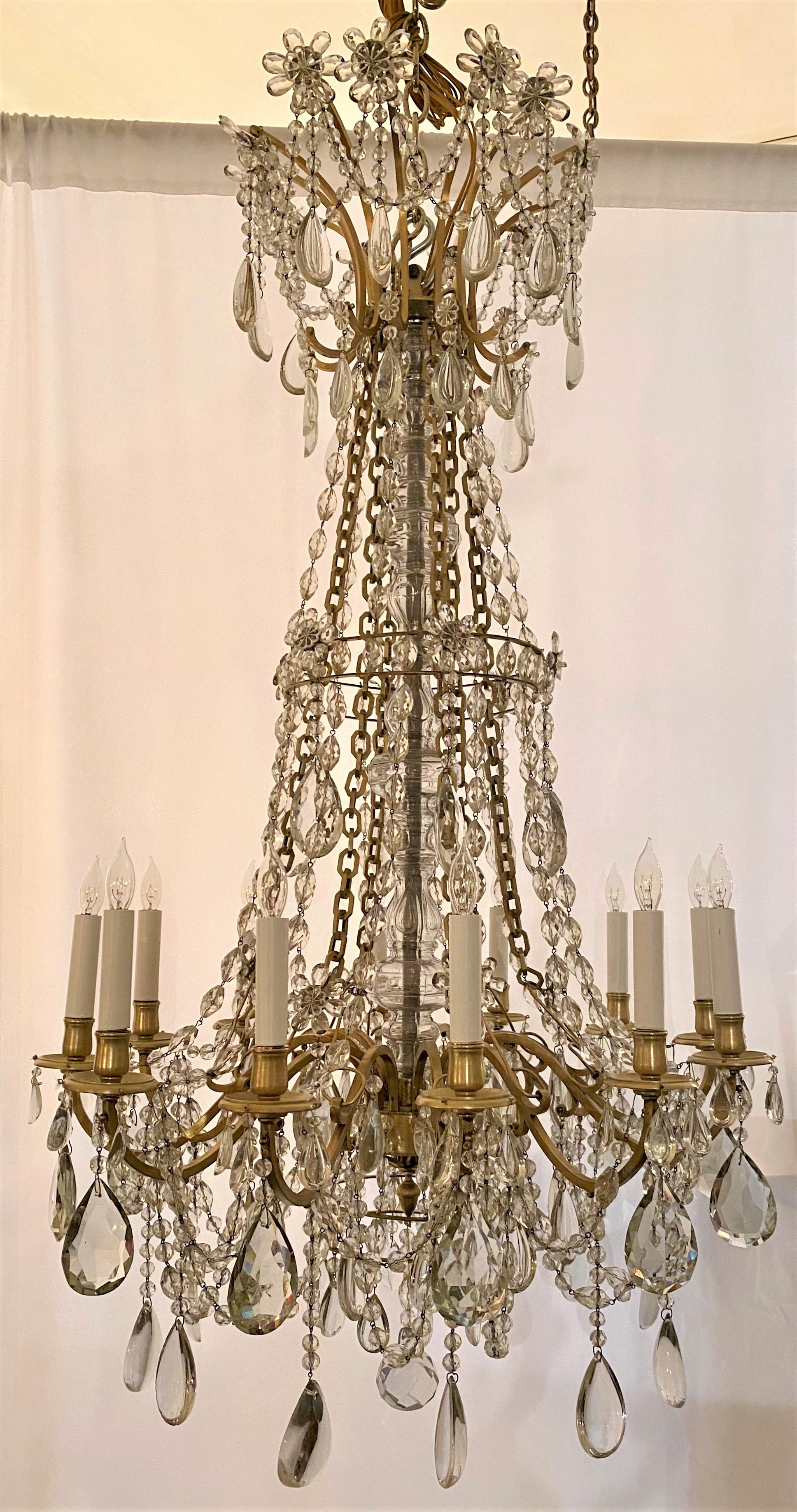Antique French Baccarat crystal and bronze D'Ore chandelier, circa 1890.
CHC316.