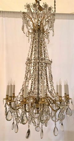 Antique French Baccarat Crystal and Bronze D'Ore Chandelier, circa 1890