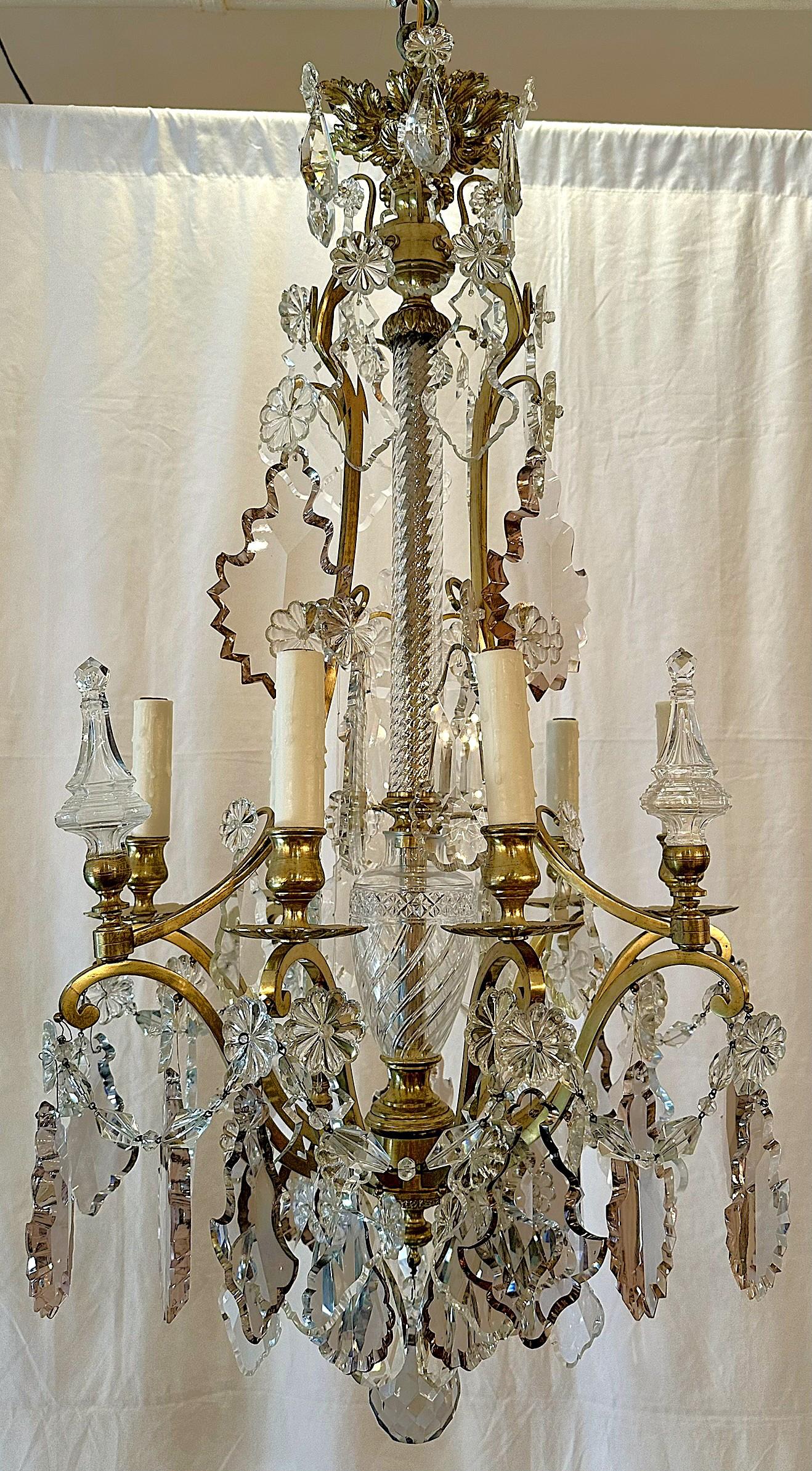 Francese Antique French Baccarat Crystal and Bronze D'Oré Chandelier, CIRCA 1890. in vendita