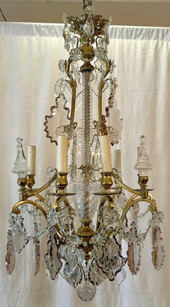 Antique French Baccarat Crystal and Bronze D'Oré Chandelier, Circa 1890.