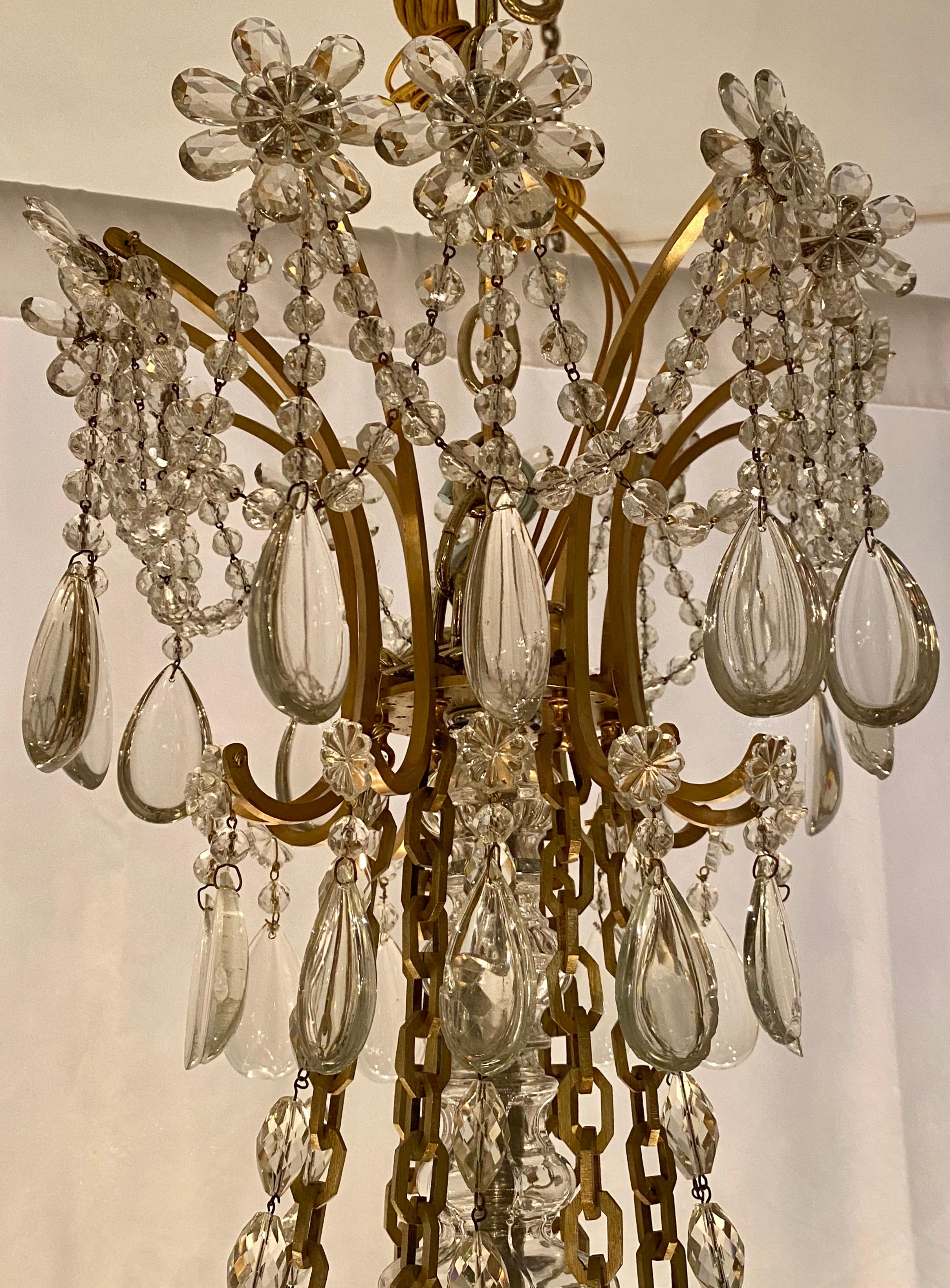 Francese Antico lampadario francese in cristallo Baccarat e bronzo D'Ore, circa 1890 in vendita