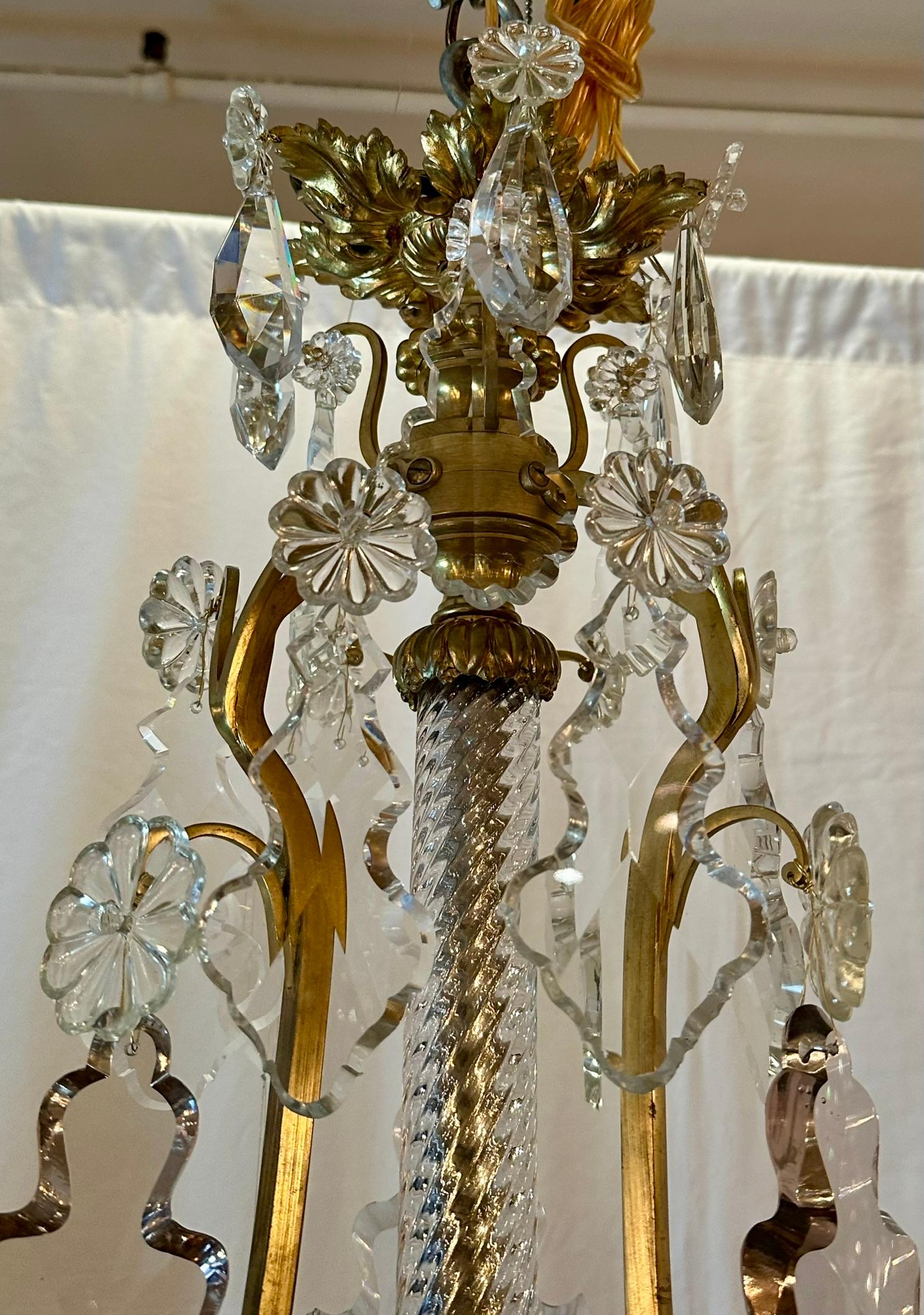 Antique French Baccarat Crystal and Bronze D'Oré Chandelier, CIRCA 1890. In condizioni buone in vendita a New Orleans, LA