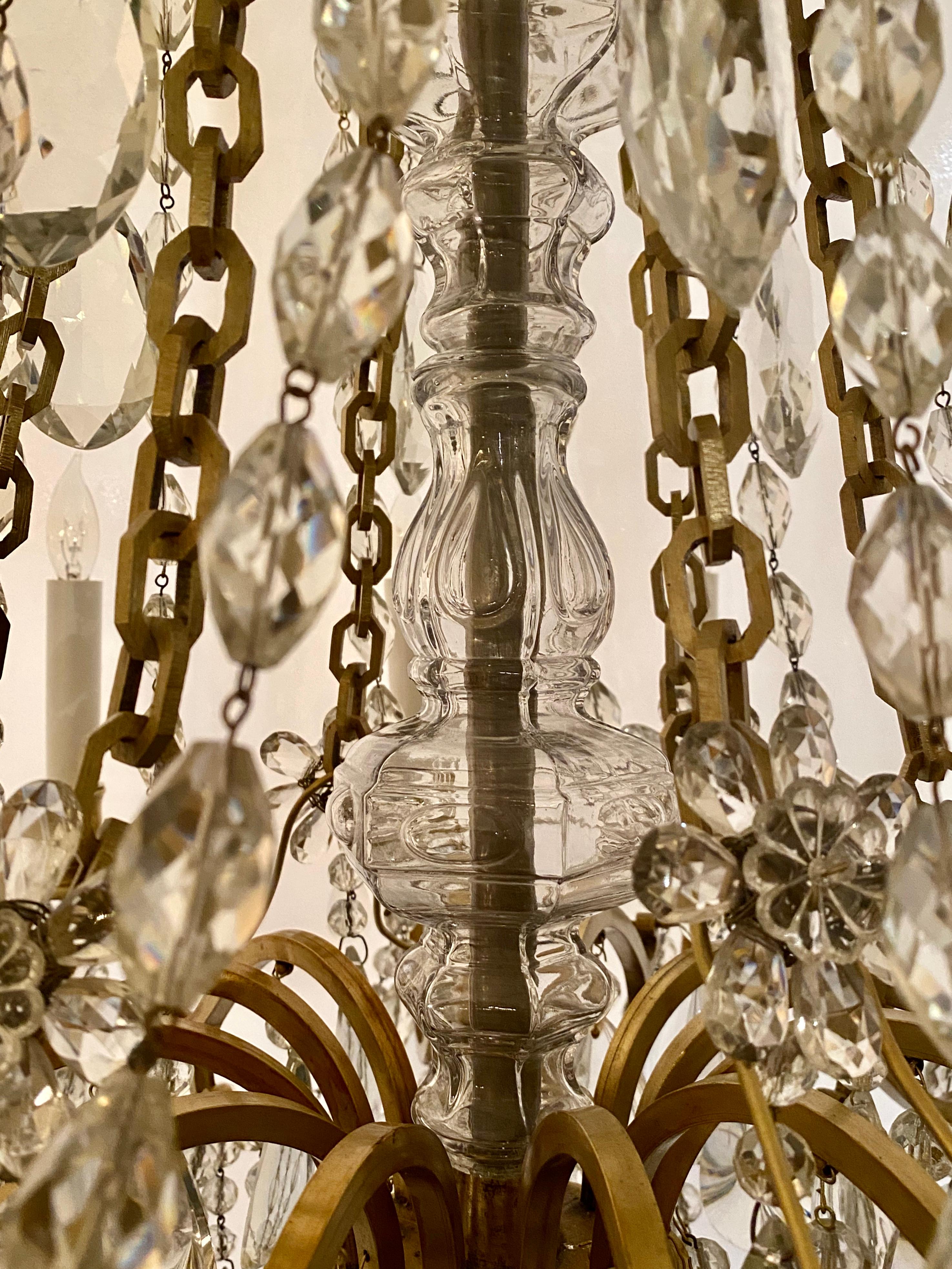 19th Century Antique French Baccarat Crystal and Bronze D'Ore Chandelier, circa 1890 For Sale
