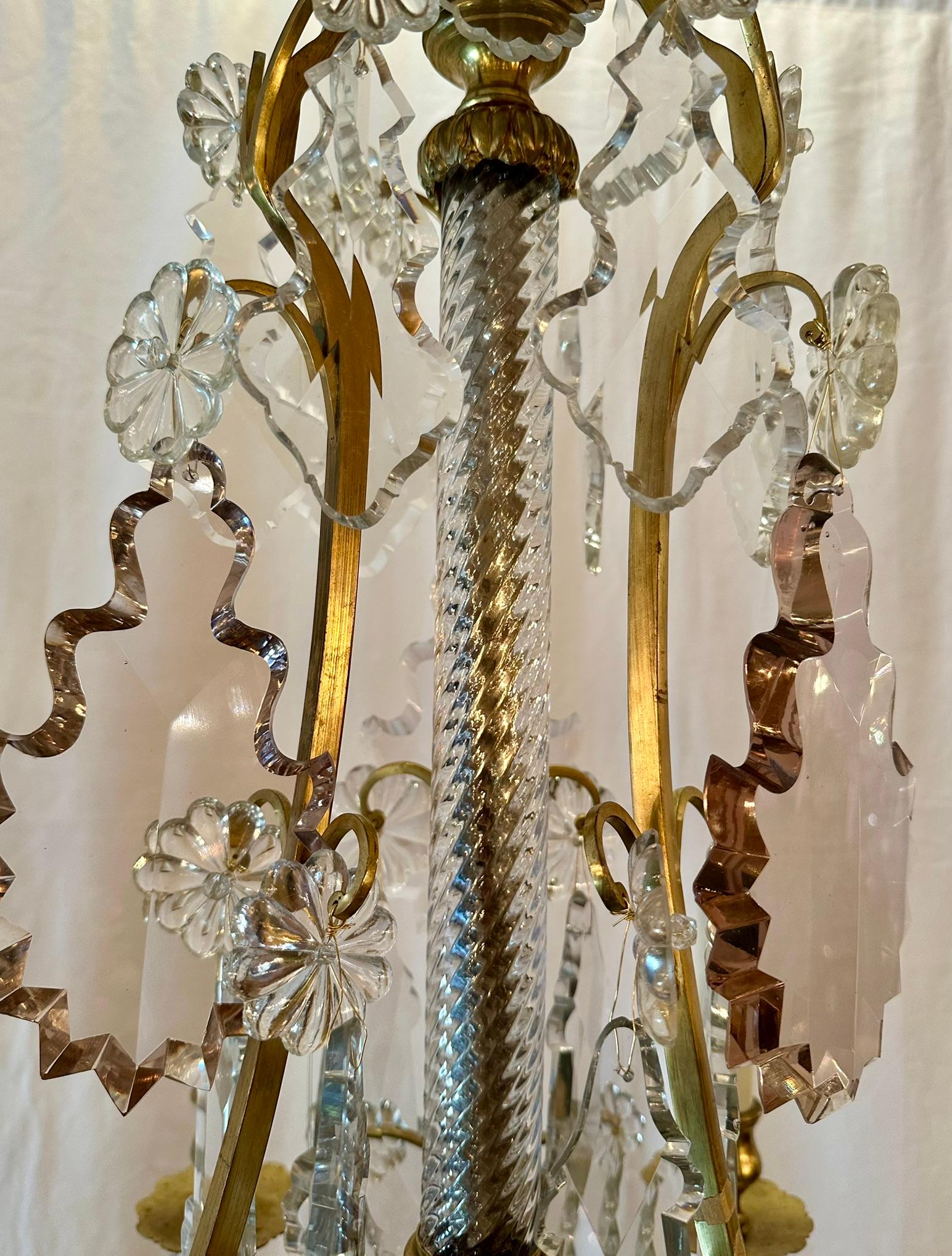 XIX secolo Antique French Baccarat Crystal and Bronze D'Oré Chandelier, CIRCA 1890. in vendita