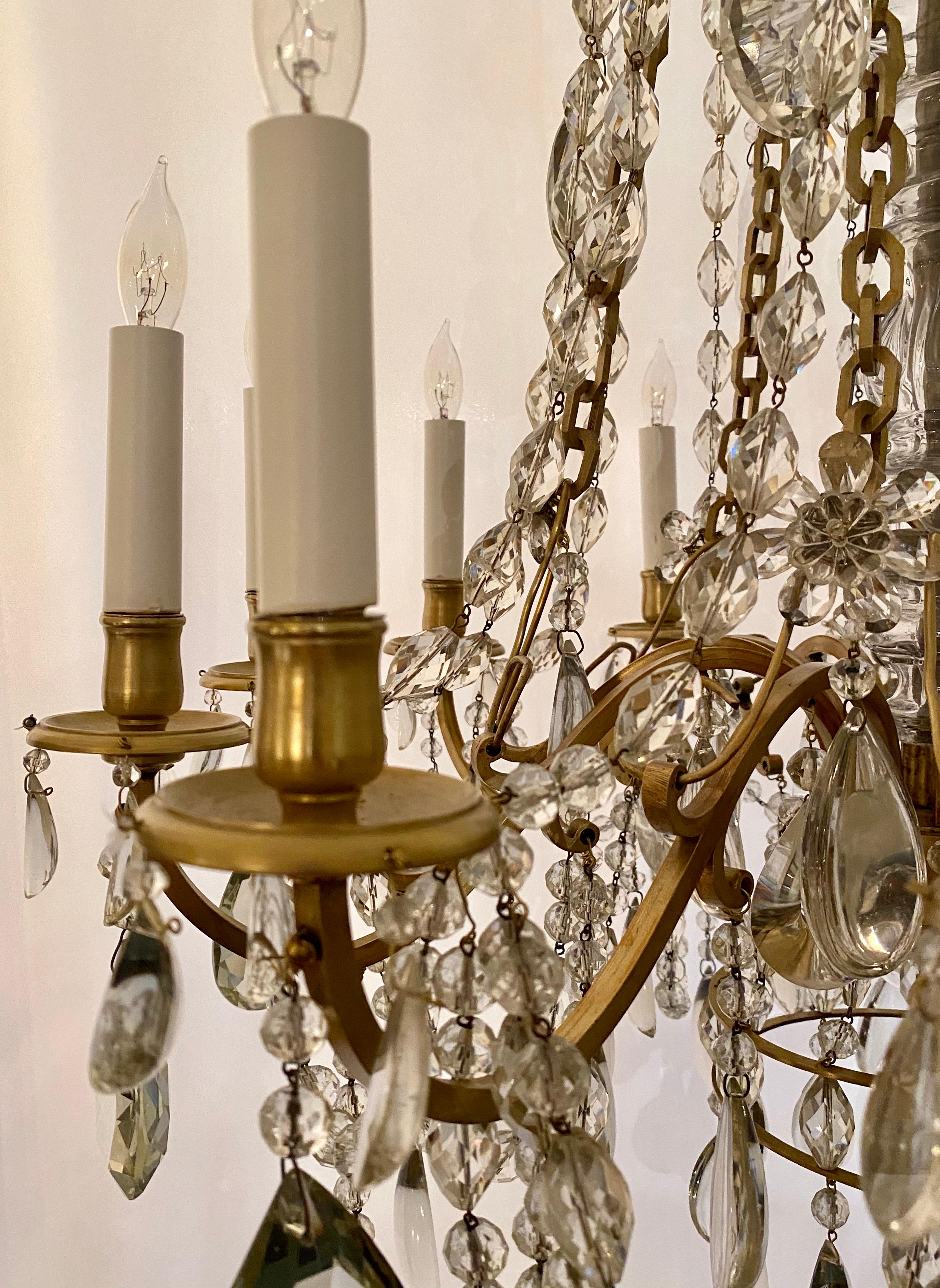 Antique French Baccarat Crystal and Bronze D'Ore Chandelier, circa 1890 For Sale 1