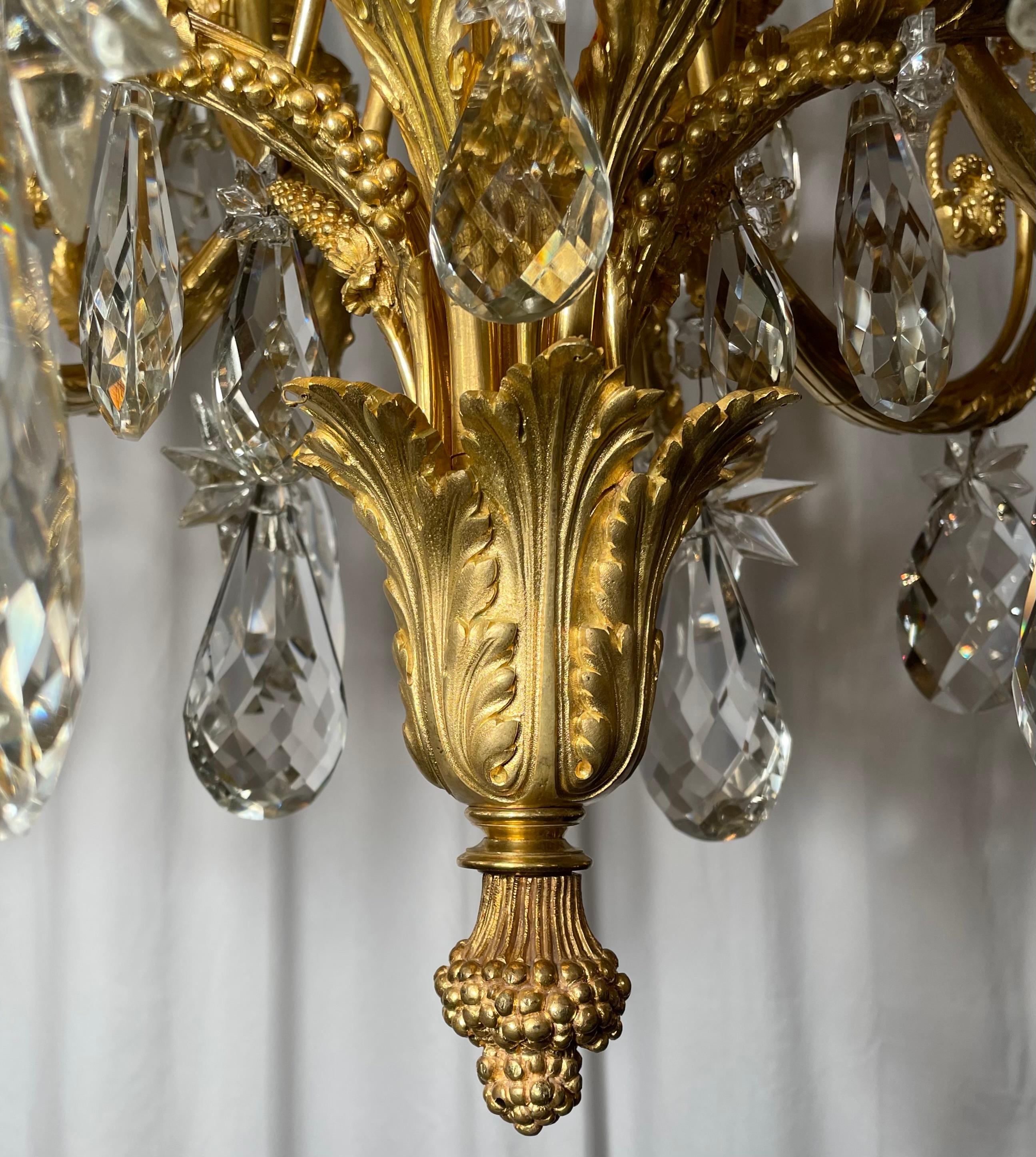 XIXe siècle Antiquité - Lustre en cristal de Baccarat et bronze d'ore vers 1890 en vente