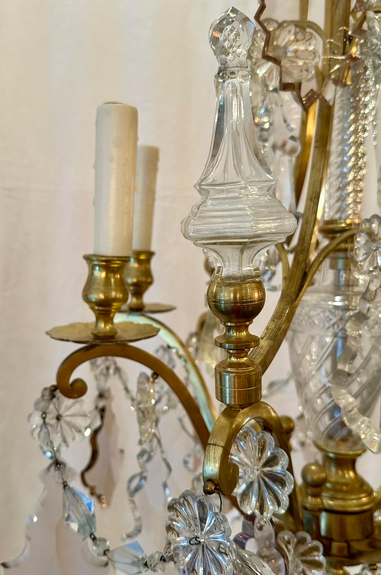 Bronzo Antique French Baccarat Crystal and Bronze D'Oré Chandelier, CIRCA 1890. in vendita