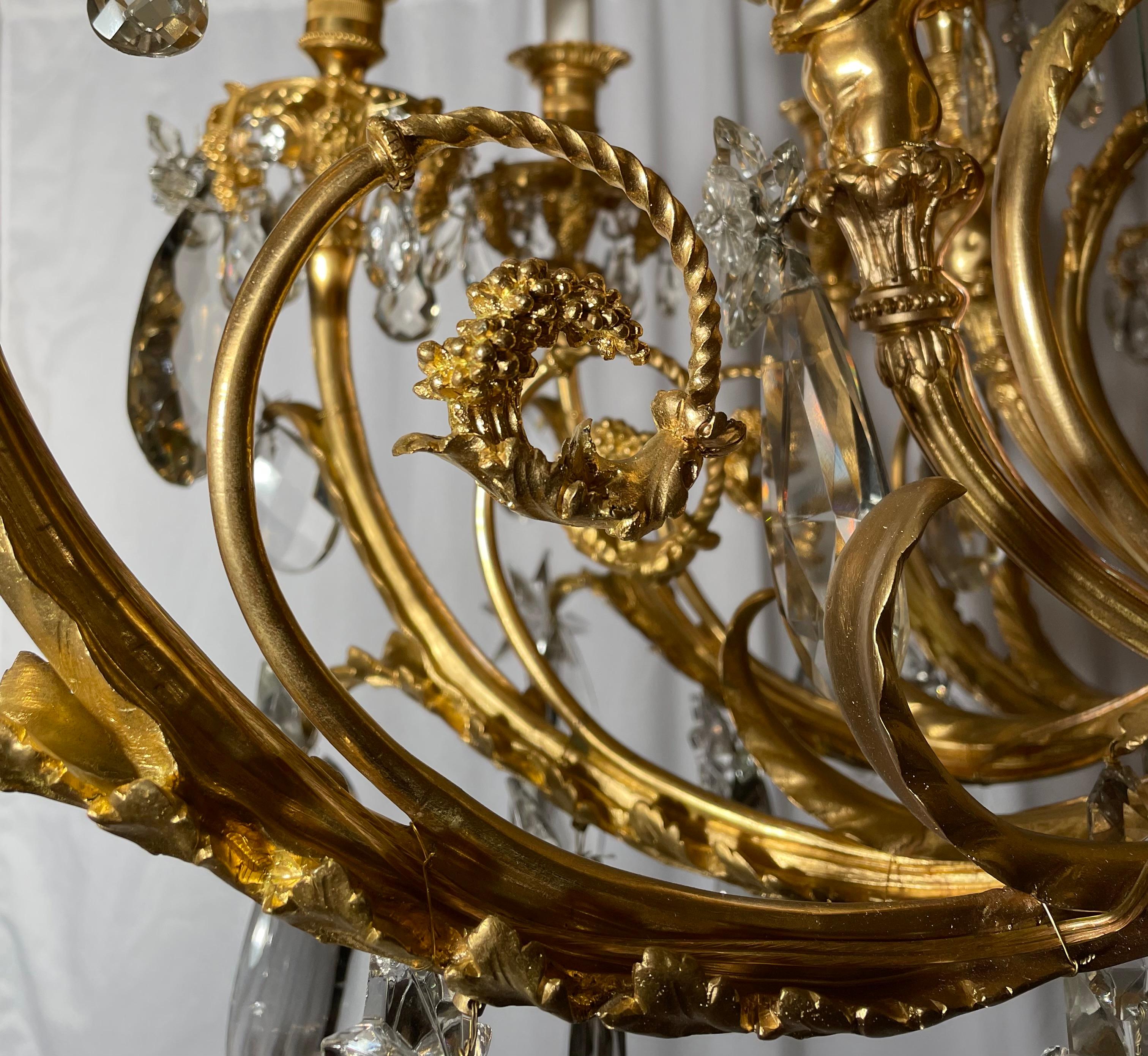 Antico lampadario francese in cristallo Baccarat e bronzo D'ore del 1890 circa in vendita 1