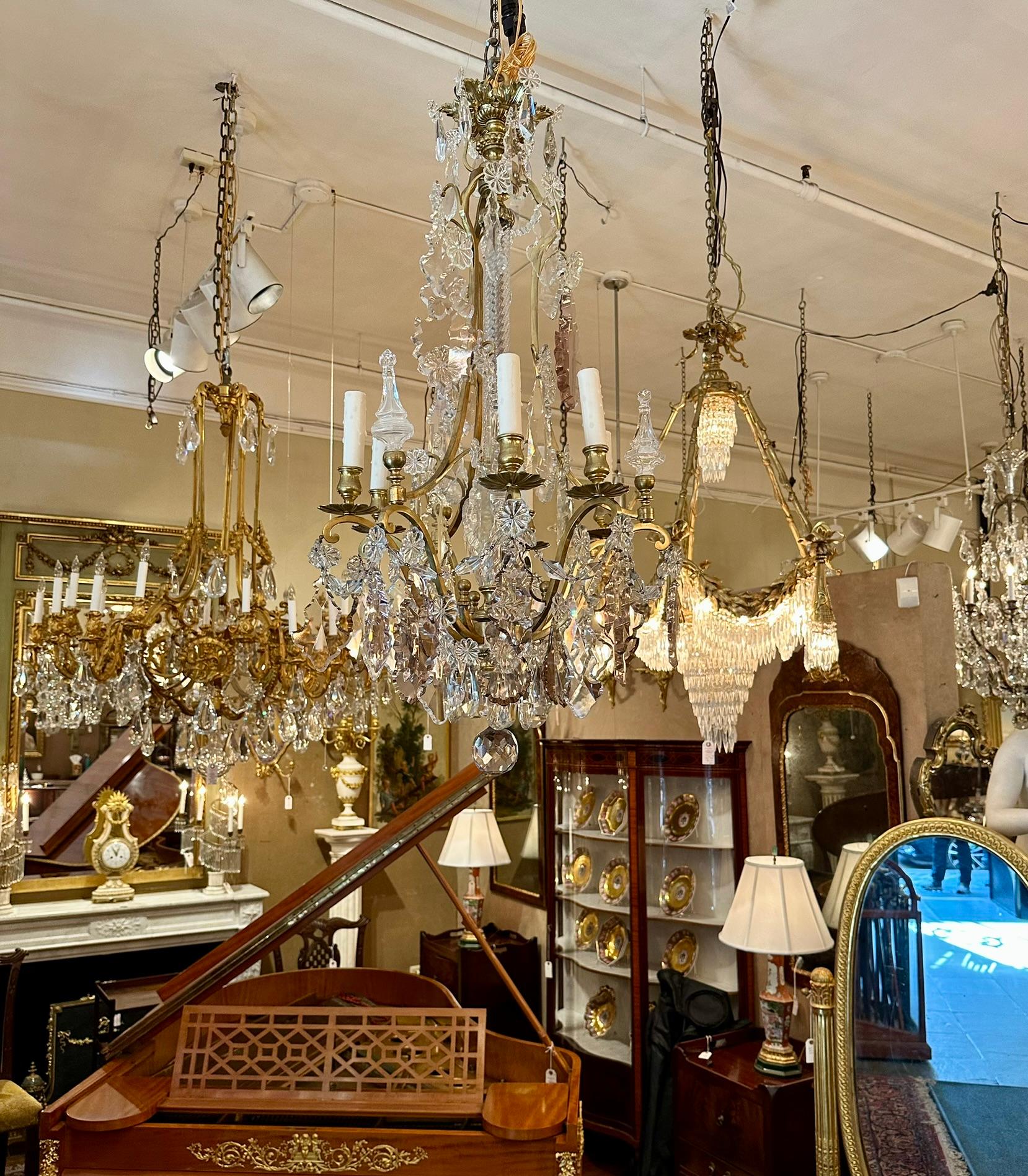 Antique French Baccarat Crystal and Bronze D'Oré Chandelier, CIRCA 1890. in vendita 3