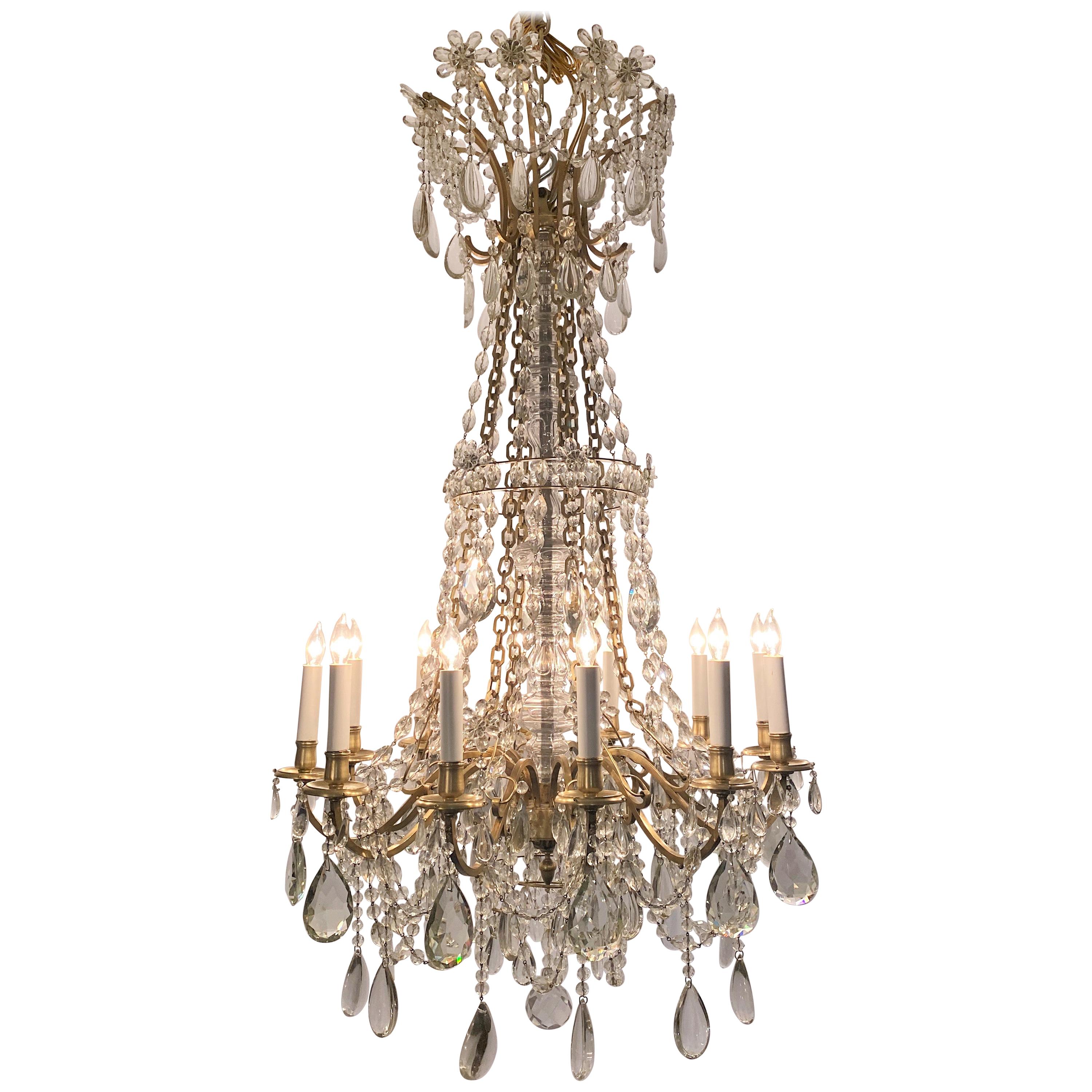 Antique French Baccarat Crystal and Bronze D'Ore Chandelier, circa 1890 For Sale
