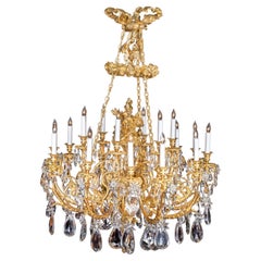Antique French Baccarat Crystal and Bronze D'ore Chandelier circa 1890