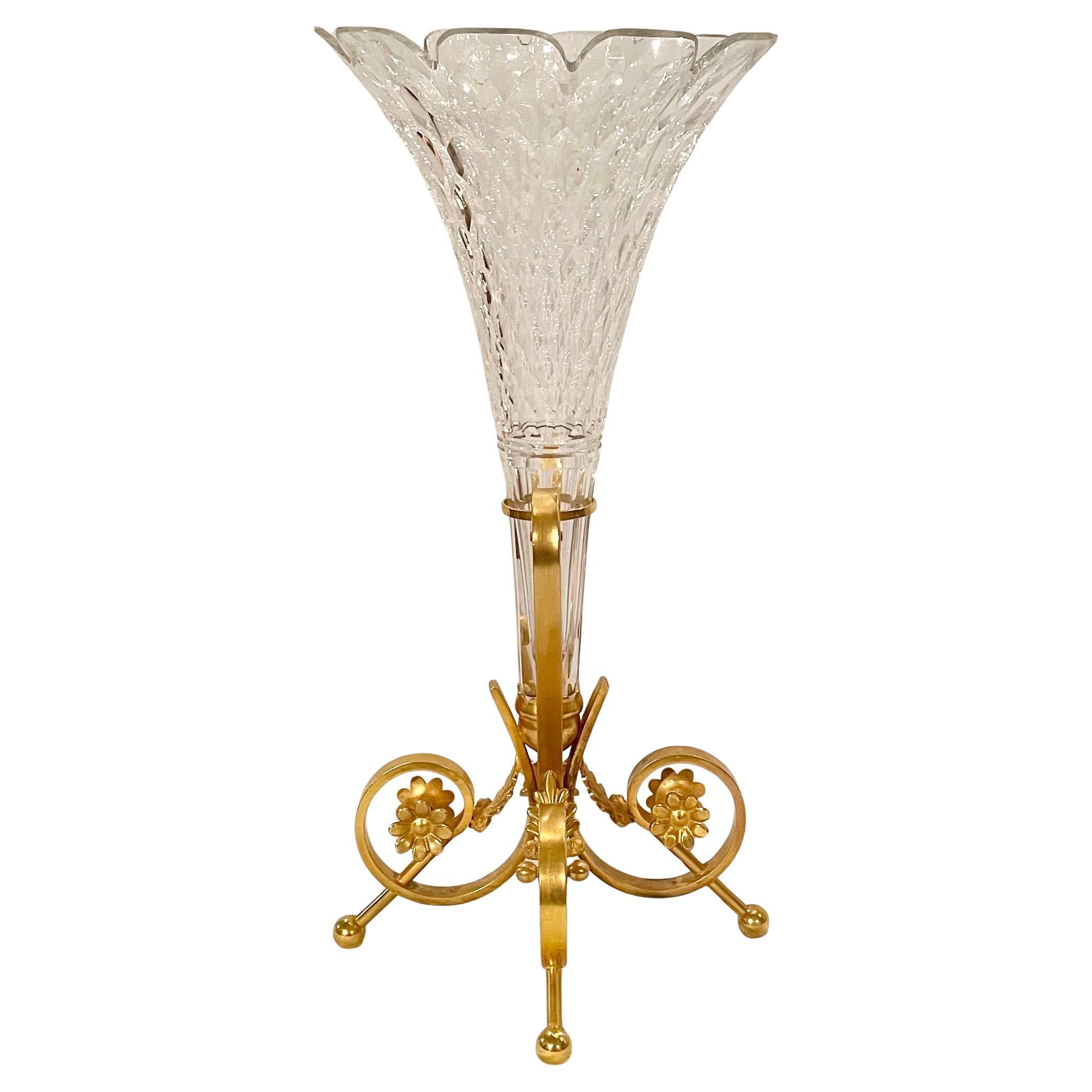 Antique French Baccarat Crystal and Gold Bronze 3 Piece Garniture, Circa 1890's. For Sale 6