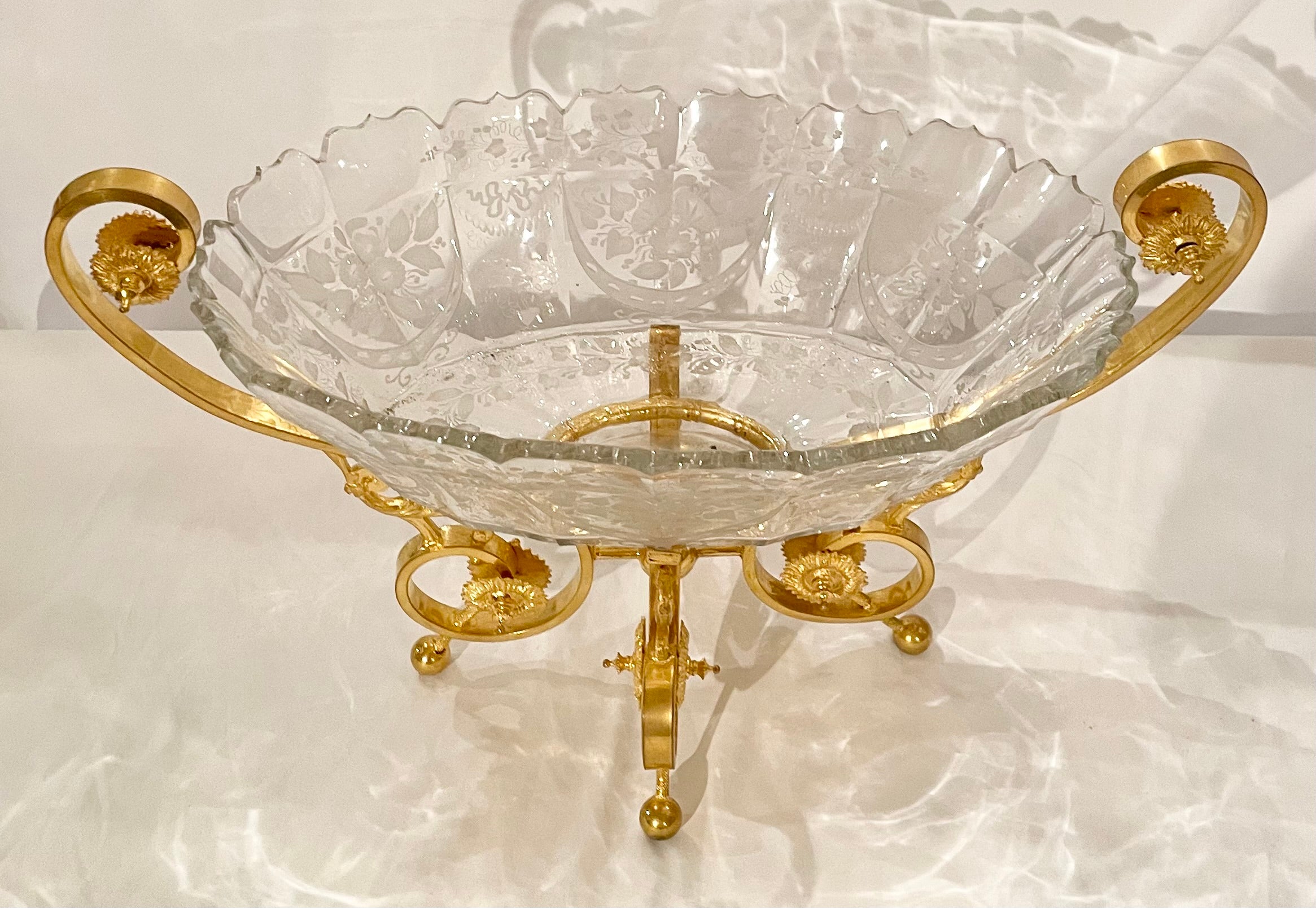 Antique French Baccarat Crystal and Gold Bronze 3 Piece Garniture, Circa 1890's. For Sale 1